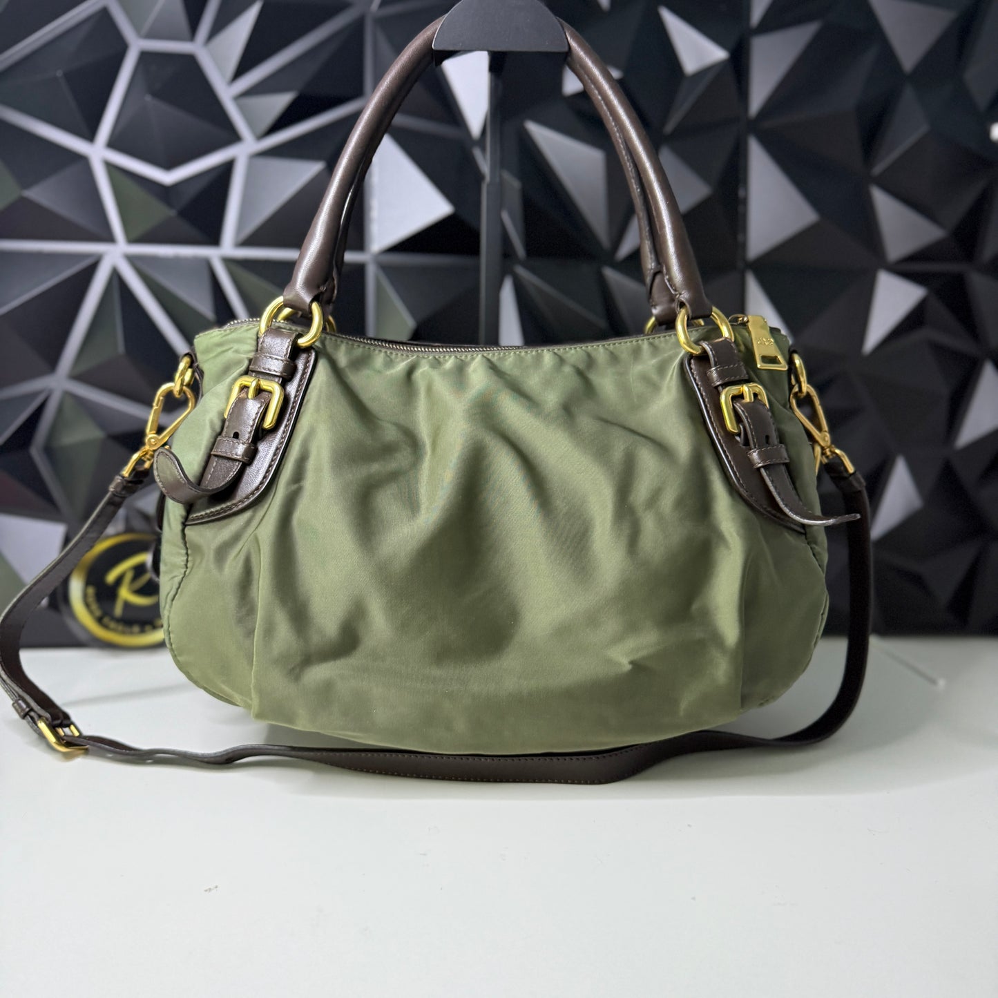 Prada Nylon Jacquard, Fumo 2-way Bag