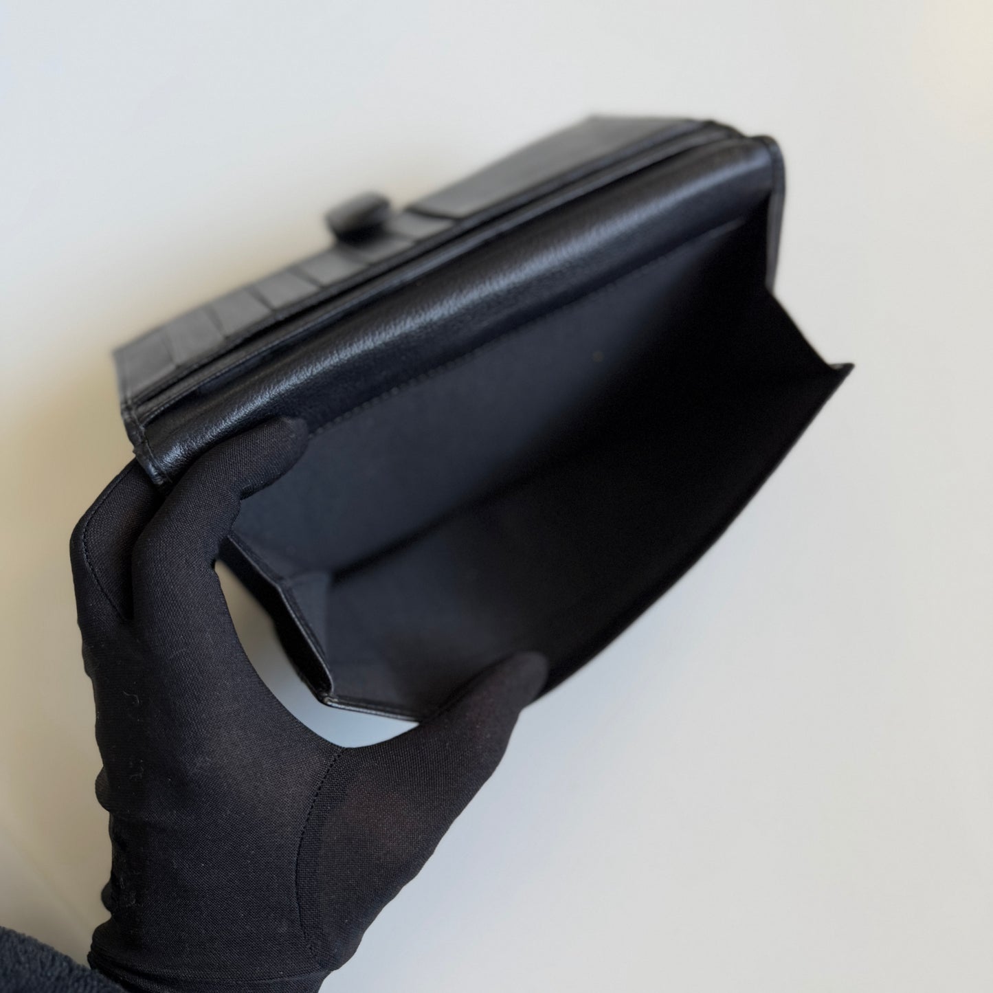 Chanel Camellia Logo Black Leather Wallet