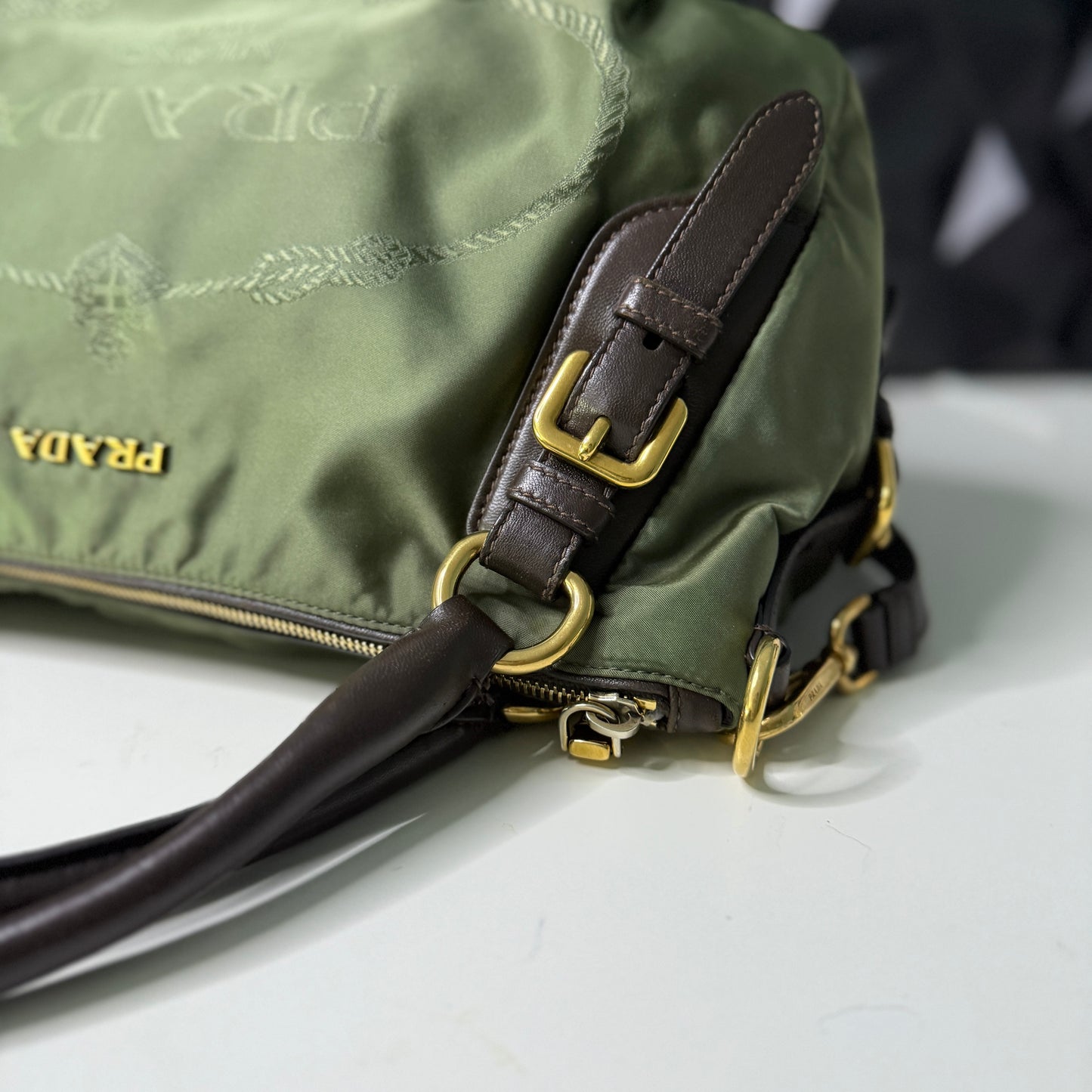 Prada Nylon Jacquard, Fumo 2-way Bag