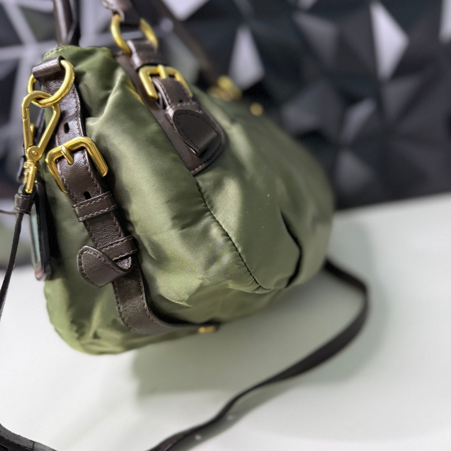 Prada Nylon Jacquard, Fumo 2-way Bag