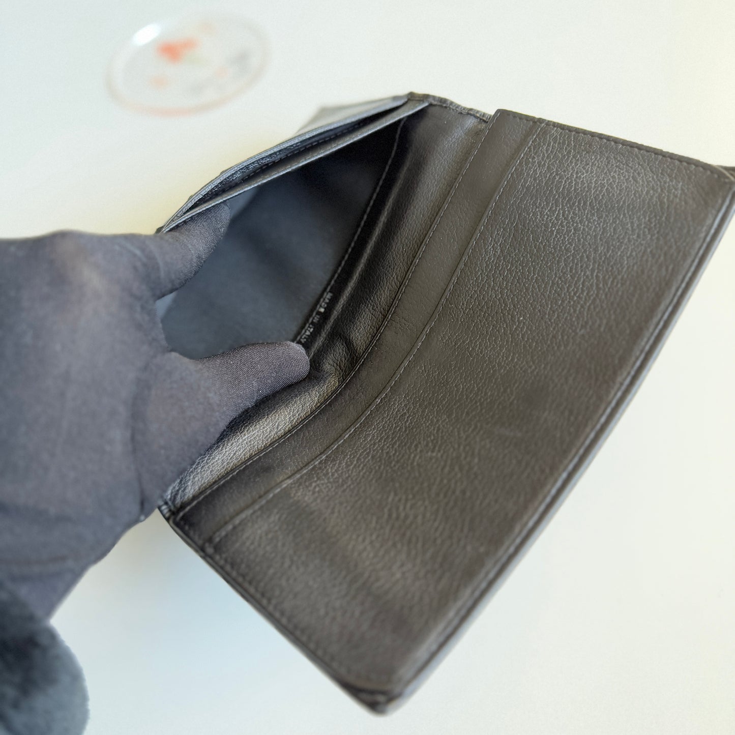 Chanel Camellia Logo Black Leather Wallet