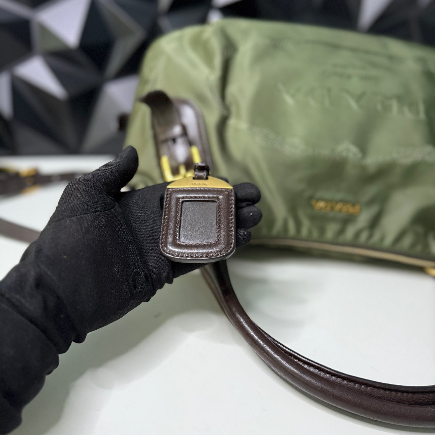 Prada Nylon Jacquard, Fumo 2-way Bag