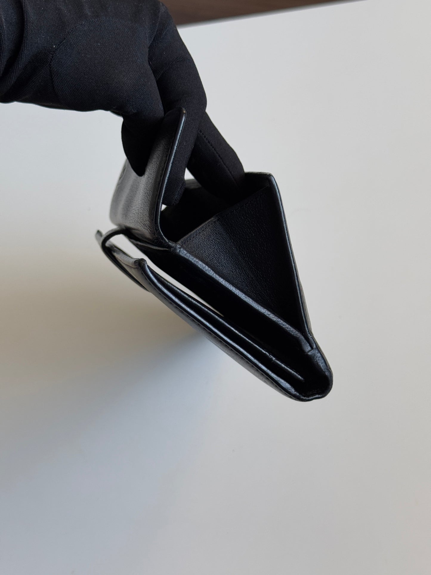 Chanel Camellia Logo Black Leather Wallet