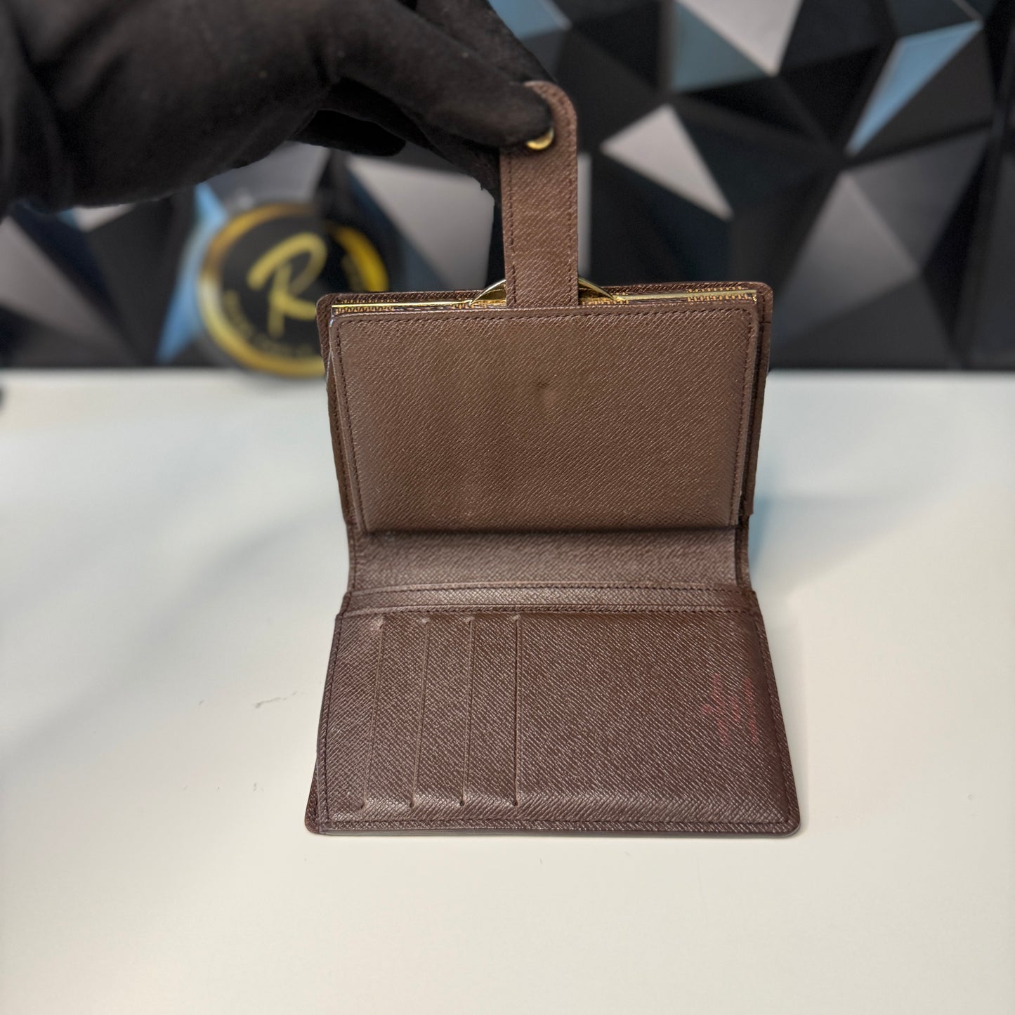 Louis Vuitton Damier Ebene Kisslock Wallet