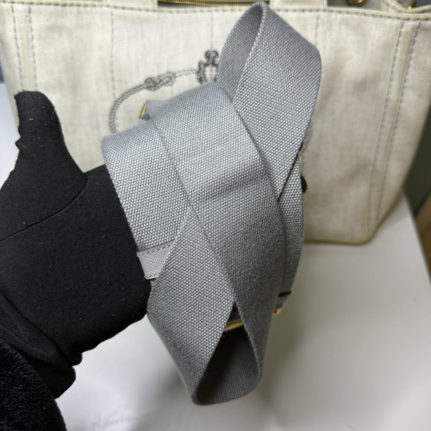 Prada Canapa Gray Denim, Large