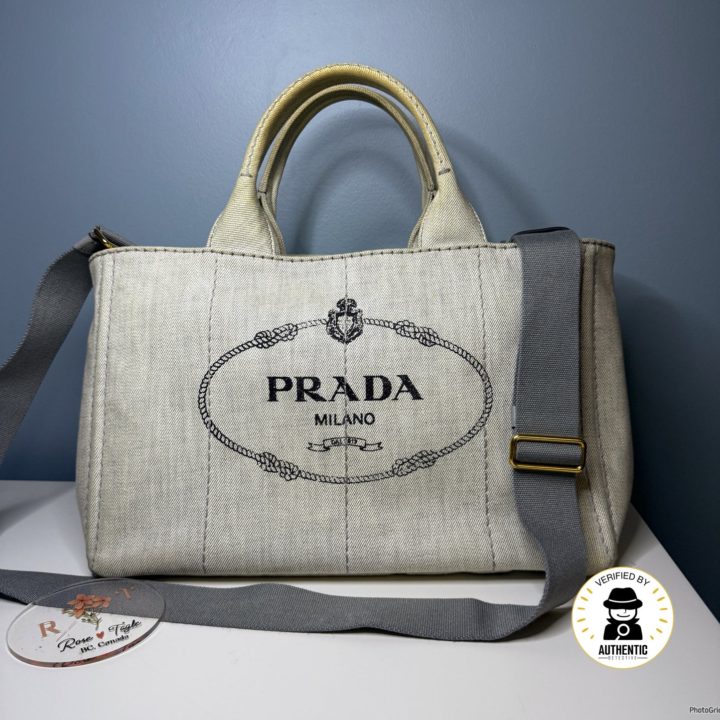Prada Canapa Gray Denim, Large