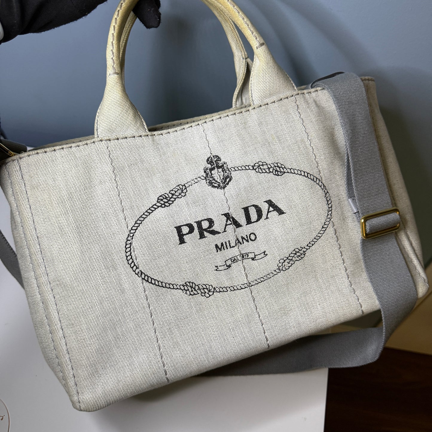 Prada Canapa Gray Denim, Large