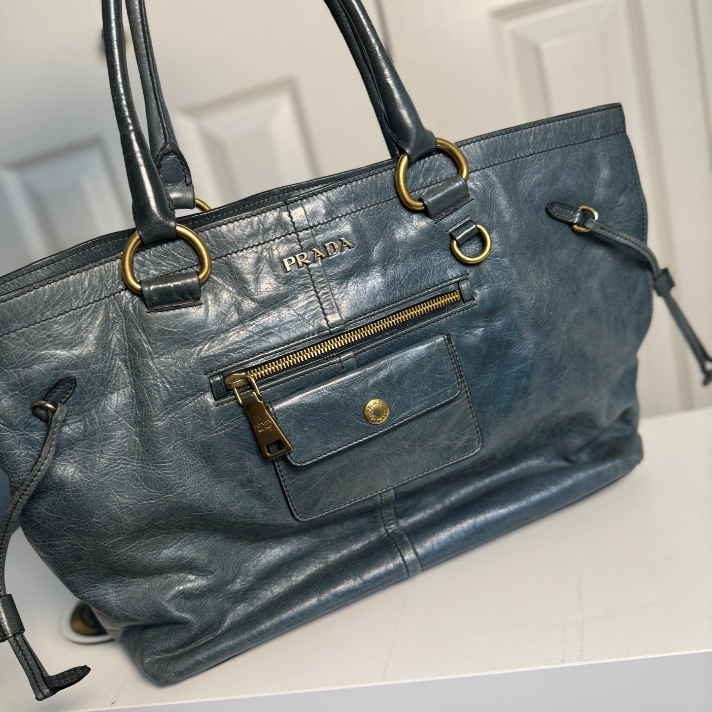 Prada Vitello Shine Leather Tote