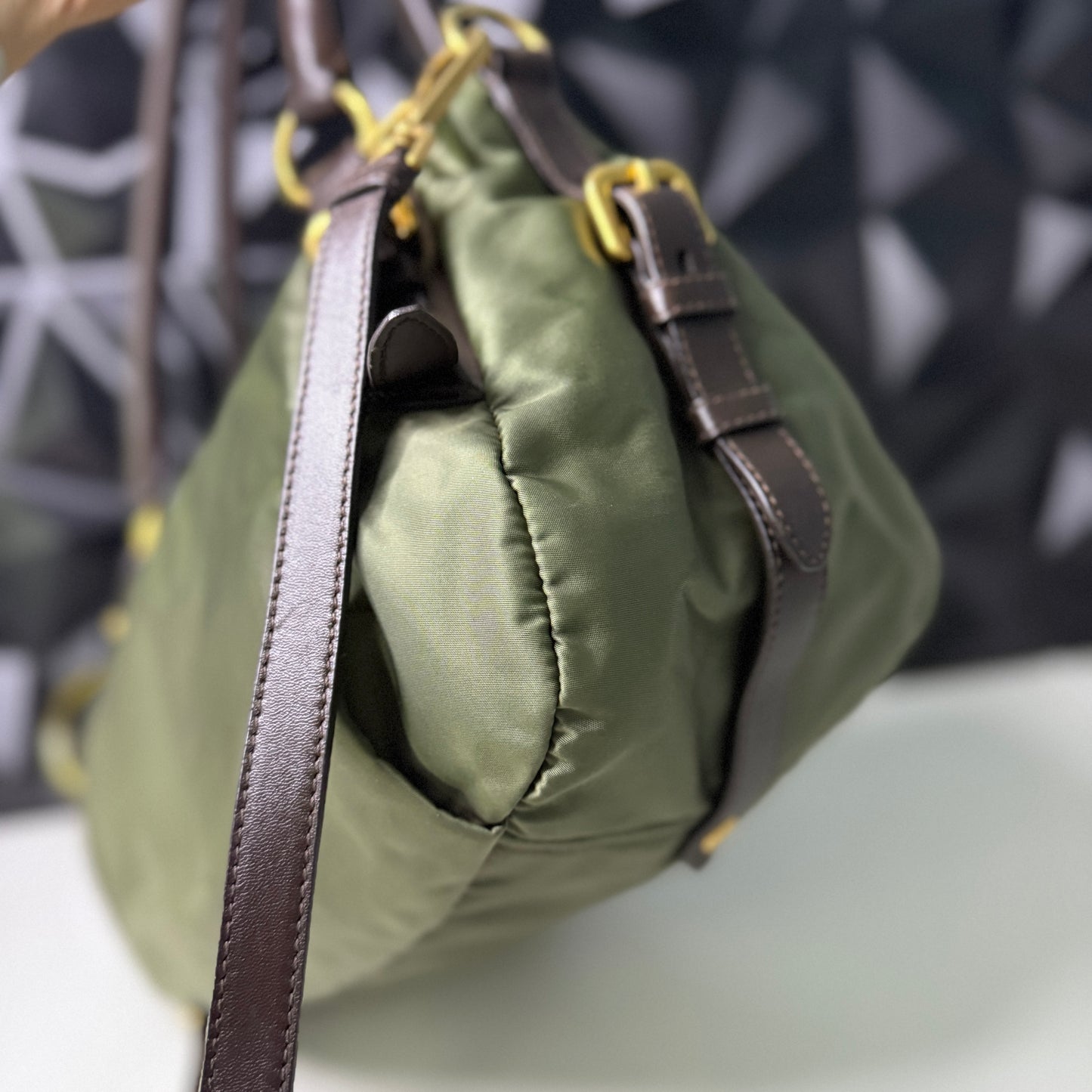 Prada Nylon Jacquard, Fumo 2-way Bag