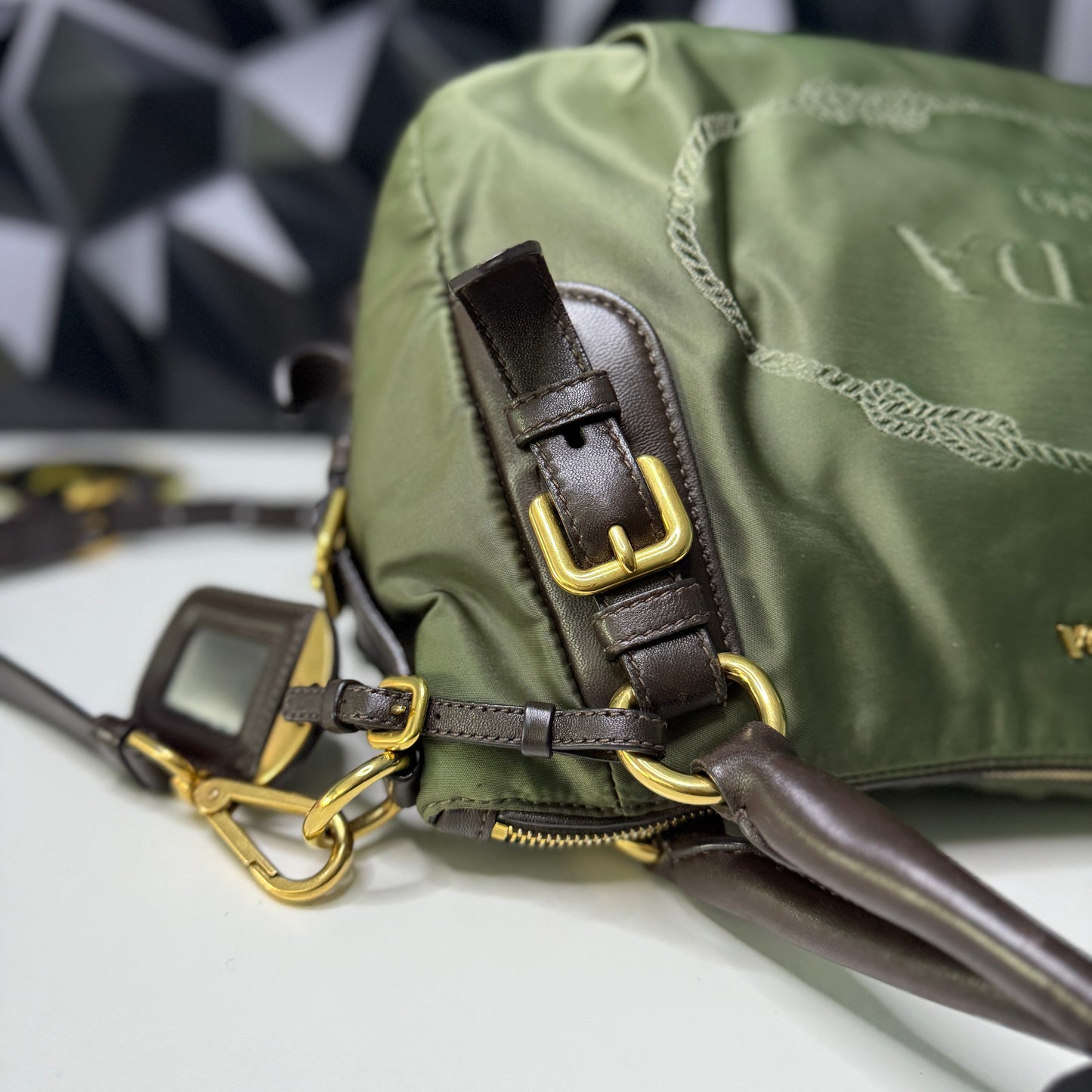 Prada Nylon Jacquard, Fumo 2-way Bag