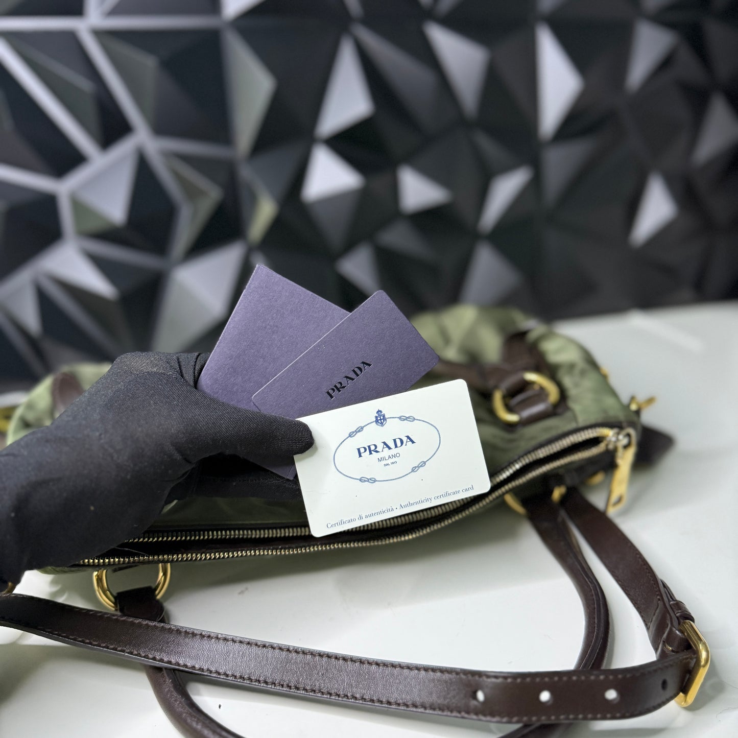 Prada Nylon Jacquard, Fumo 2-way Bag