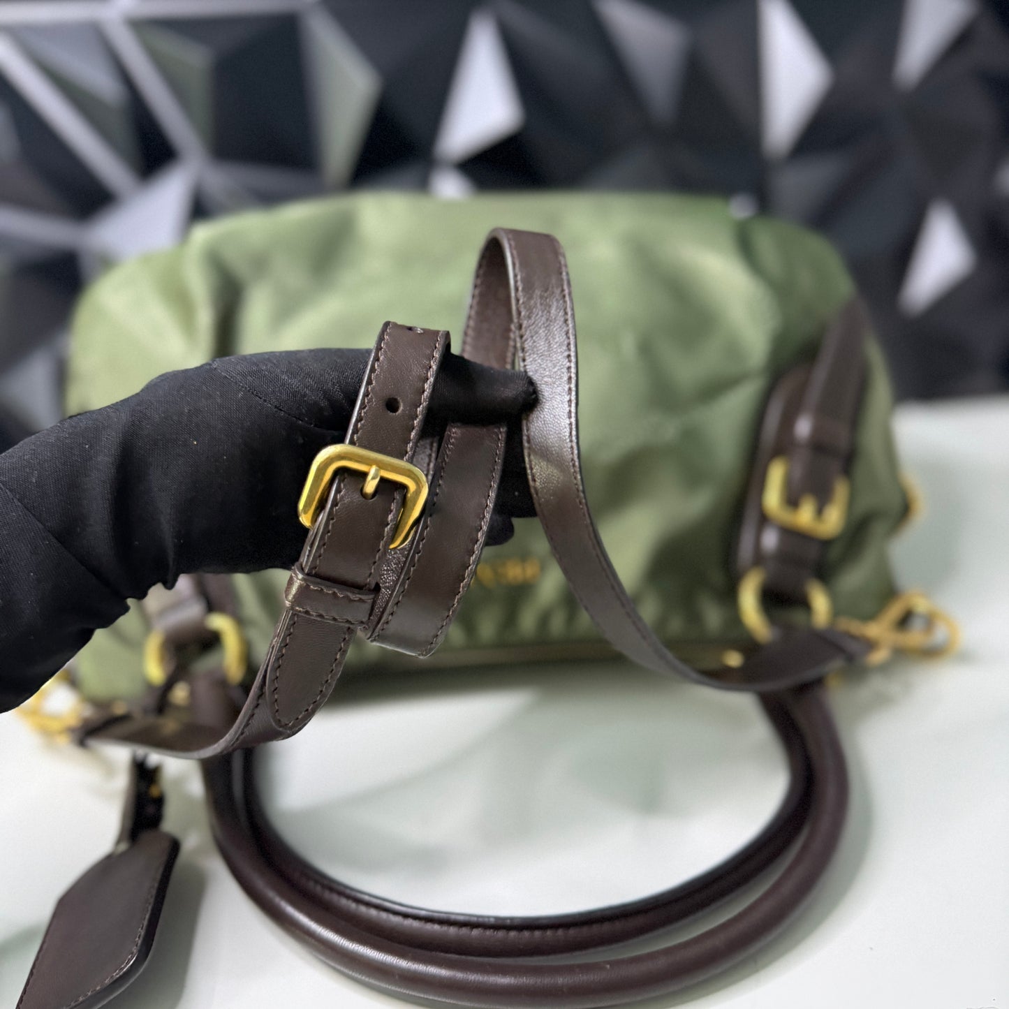 Prada Nylon Jacquard, Fumo 2-way Bag
