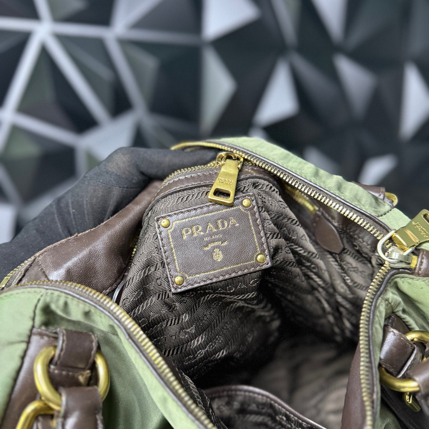 Prada Nylon Jacquard, Fumo 2-way Bag