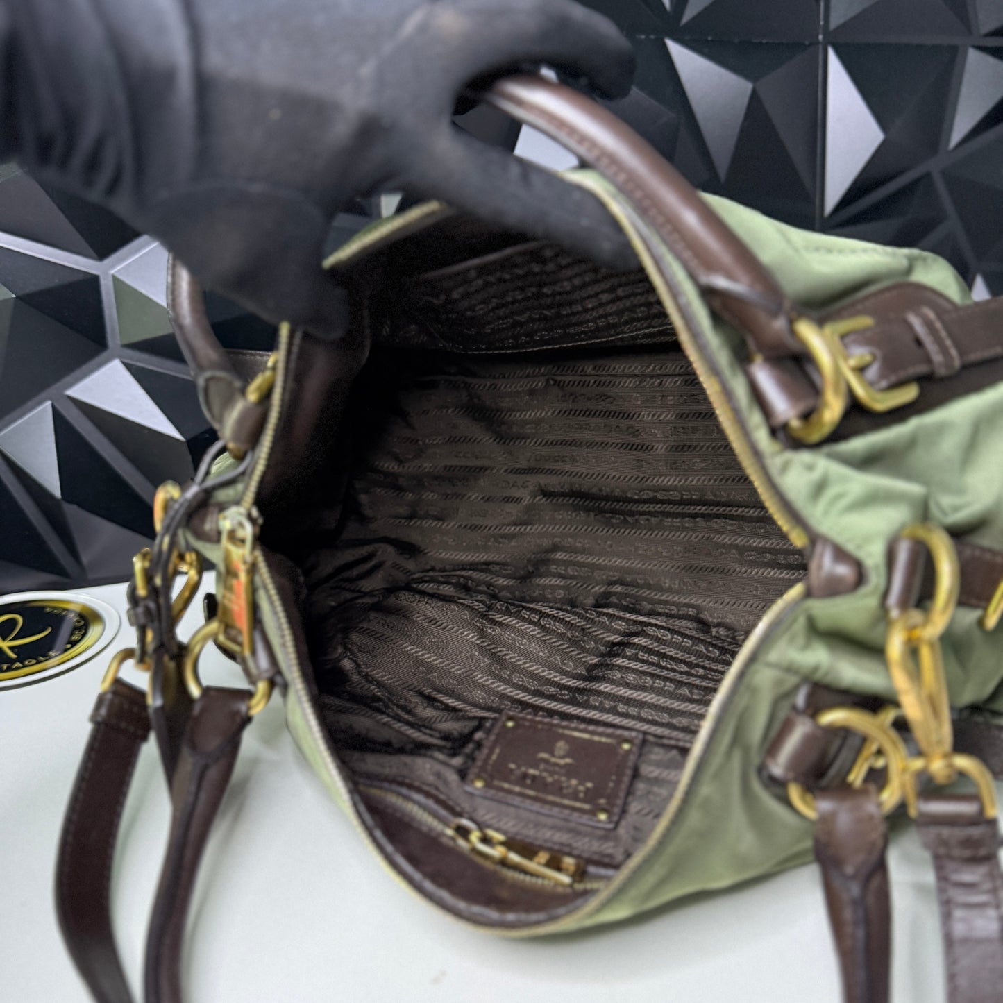 Prada Nylon Jacquard, Fumo 2-way Bag