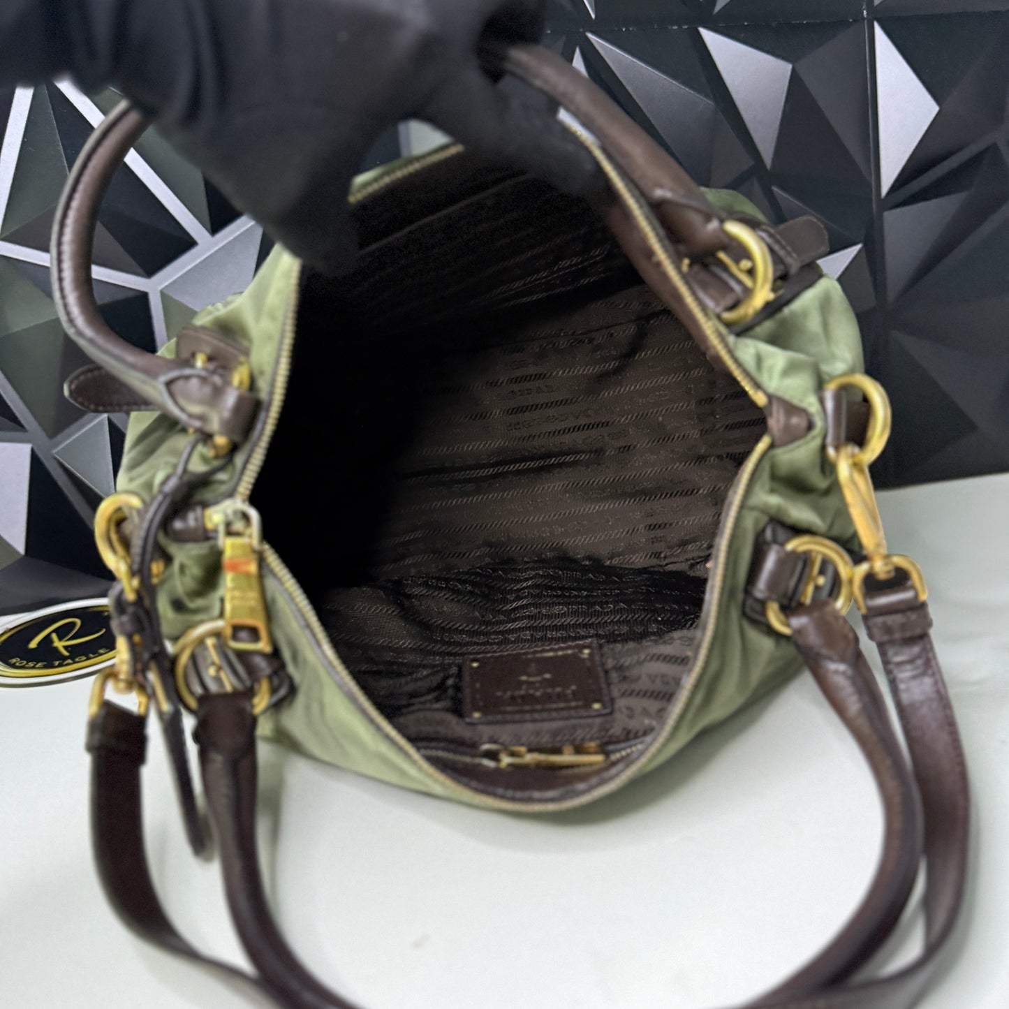 Prada Nylon Jacquard, Fumo 2-way Bag