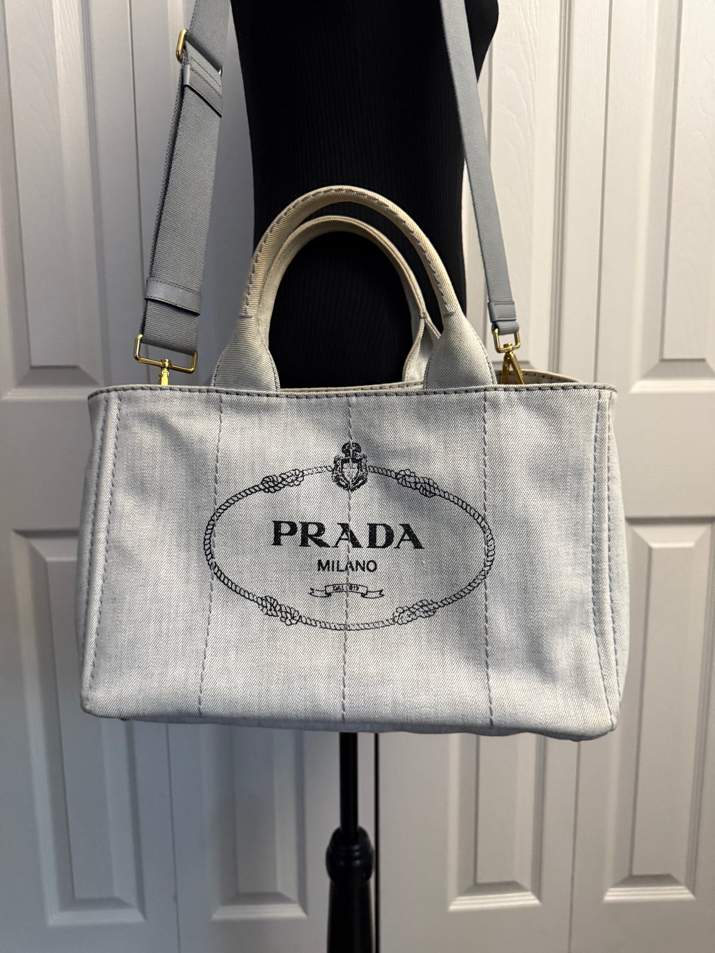 Prada Canapa Gray Denim, Large