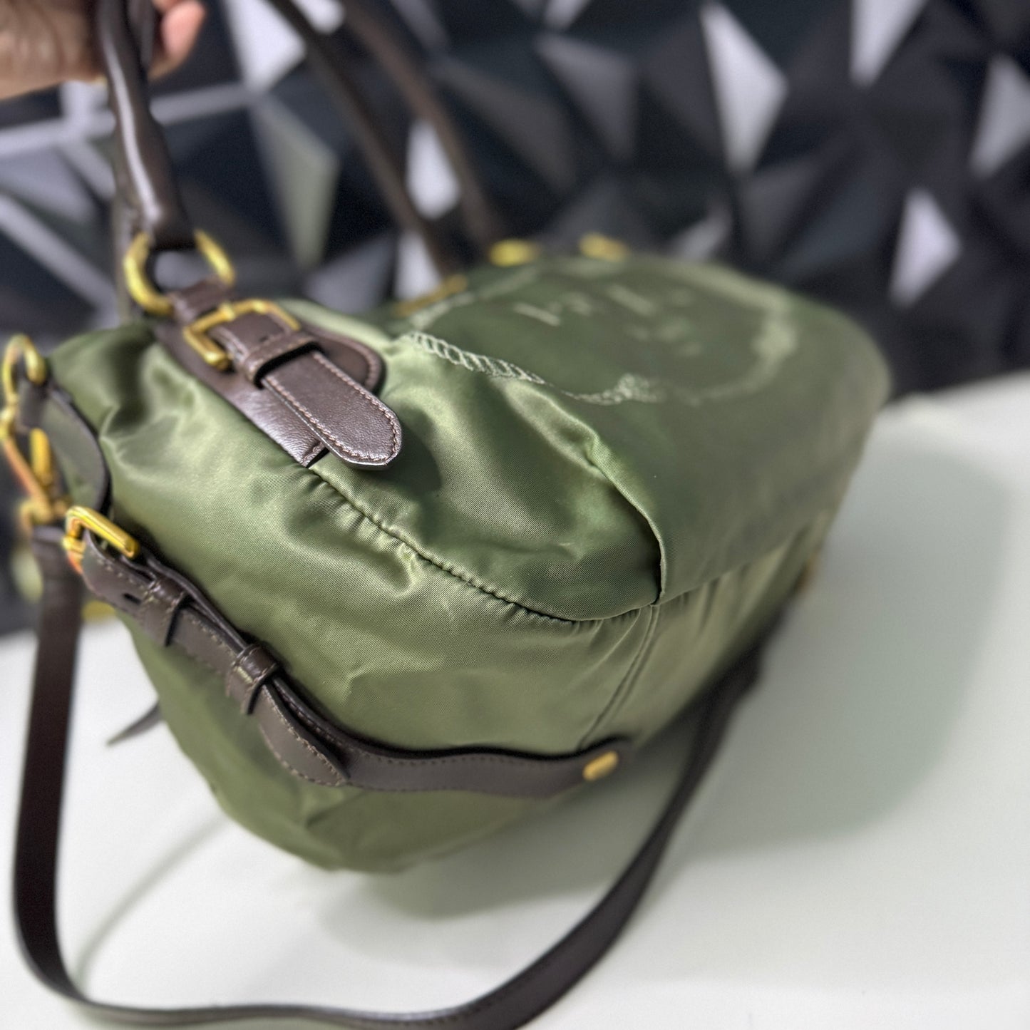 Prada Nylon Jacquard, Fumo 2-way Bag