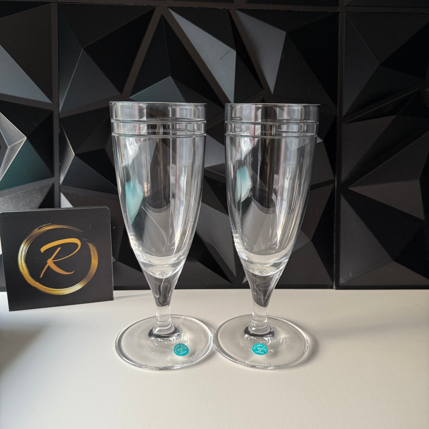 Tiffany & Co. Atlas Pilsner glasses in clear crystal - Brand New with Box