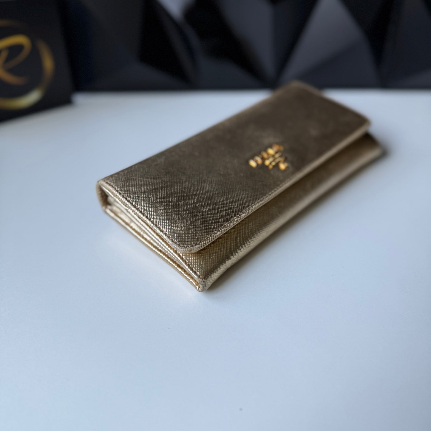 Prada Saffiano Leather Long Wallet – Gold