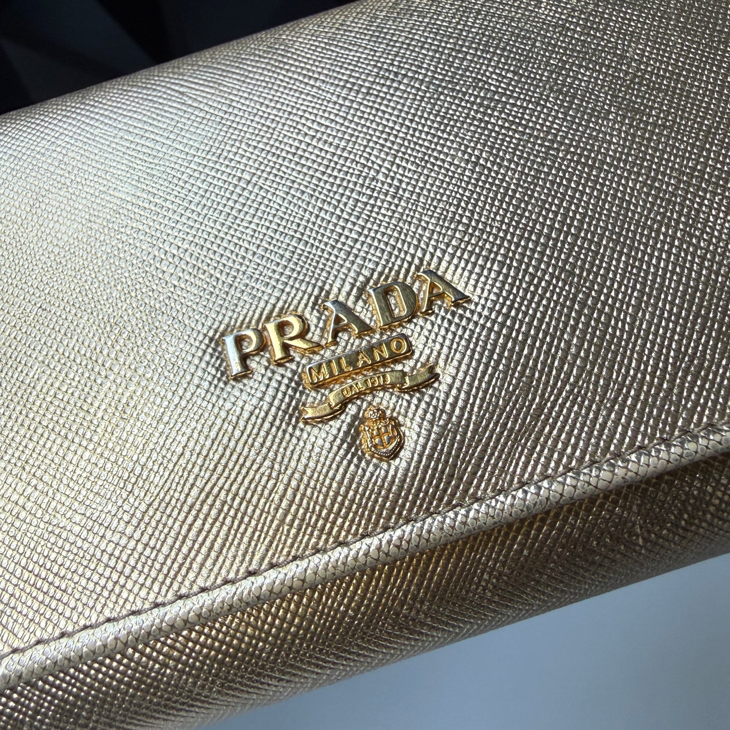 Prada Saffiano Leather Long Wallet – Gold