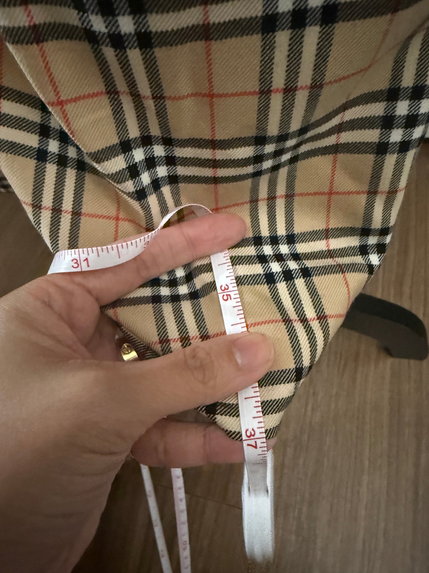 Burberry Gold Plaid Pants
