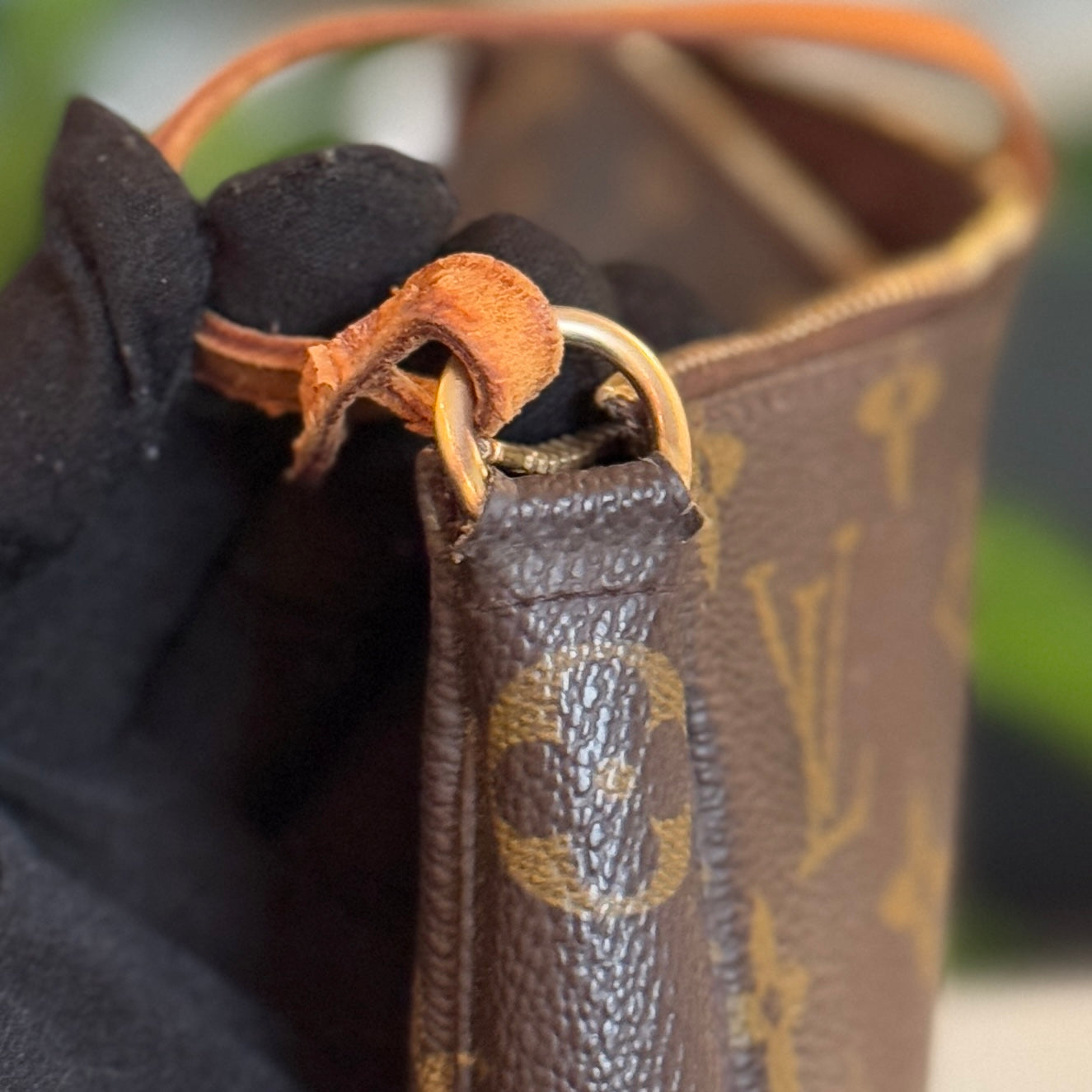 Louis Vuitton Pochette Accessoires w/ long vachetta strap