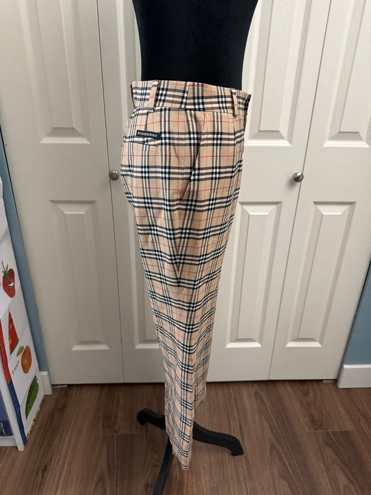 Burberry Gold Plaid Pants