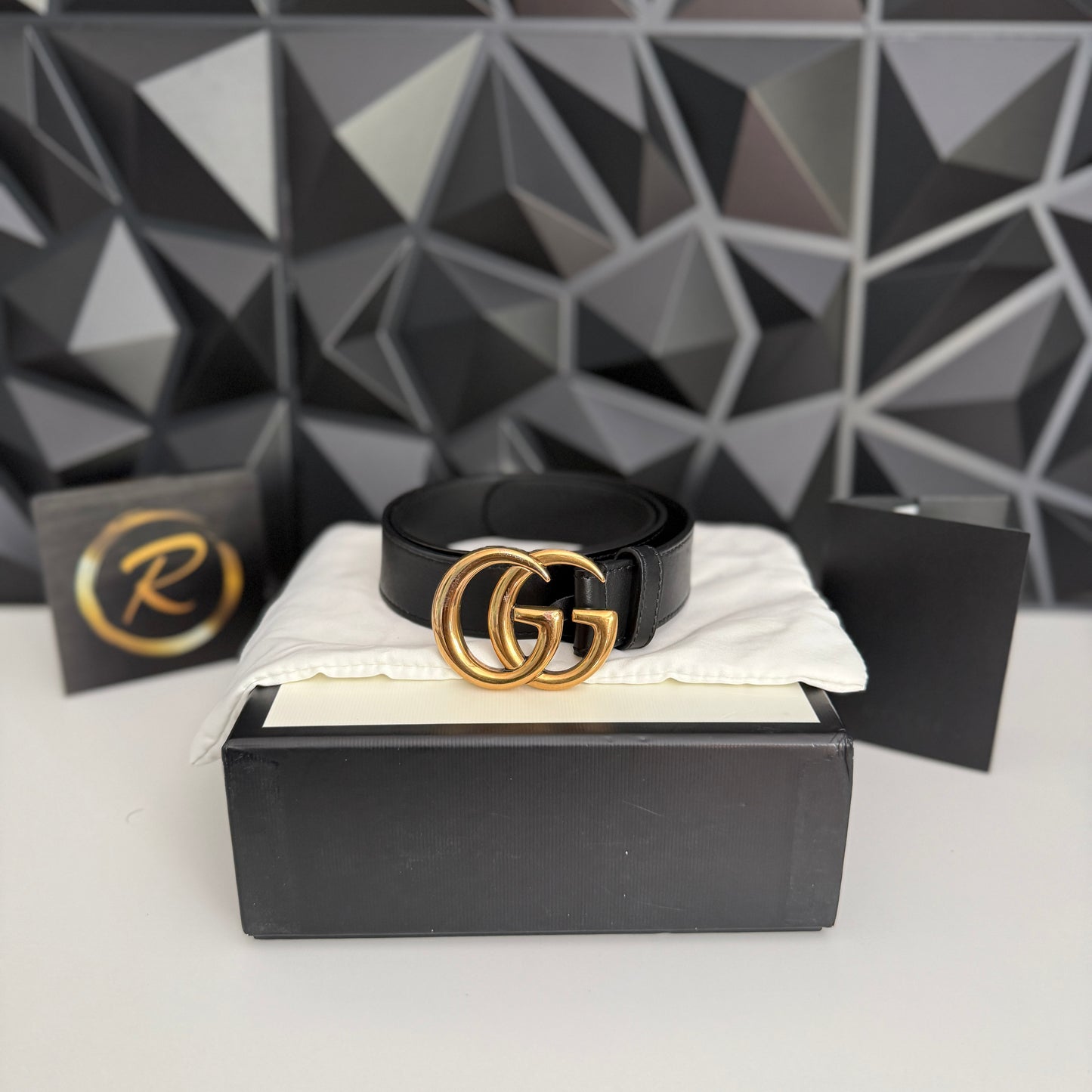 Gucci Marmont Leather Belt, Gold Hardware