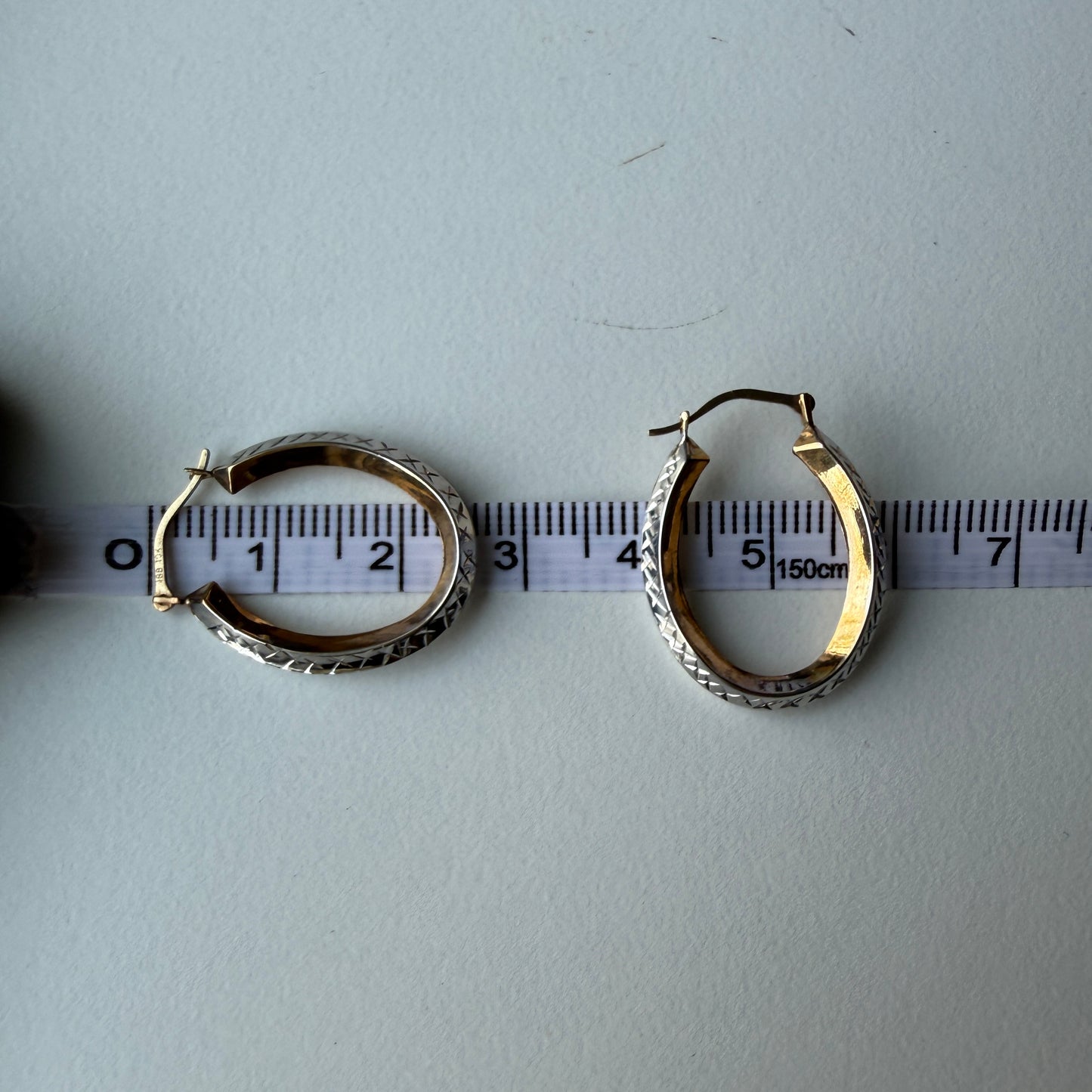 10k Gold 2-toned Oval Hoop Earrings