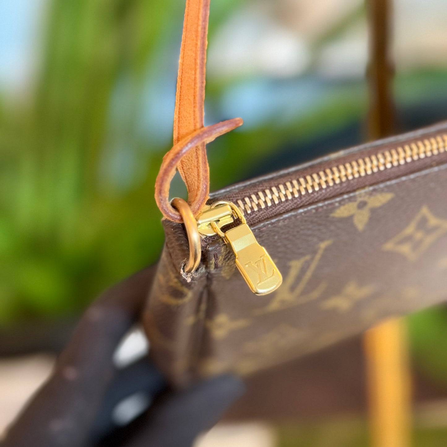 Louis Vuitton Pochette Accessoires w/ long vachetta strap