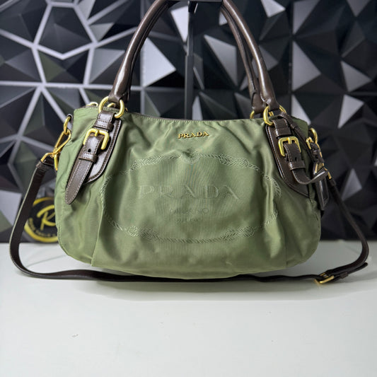 Prada Nylon Jacquard, Fumo 2-way Bag
