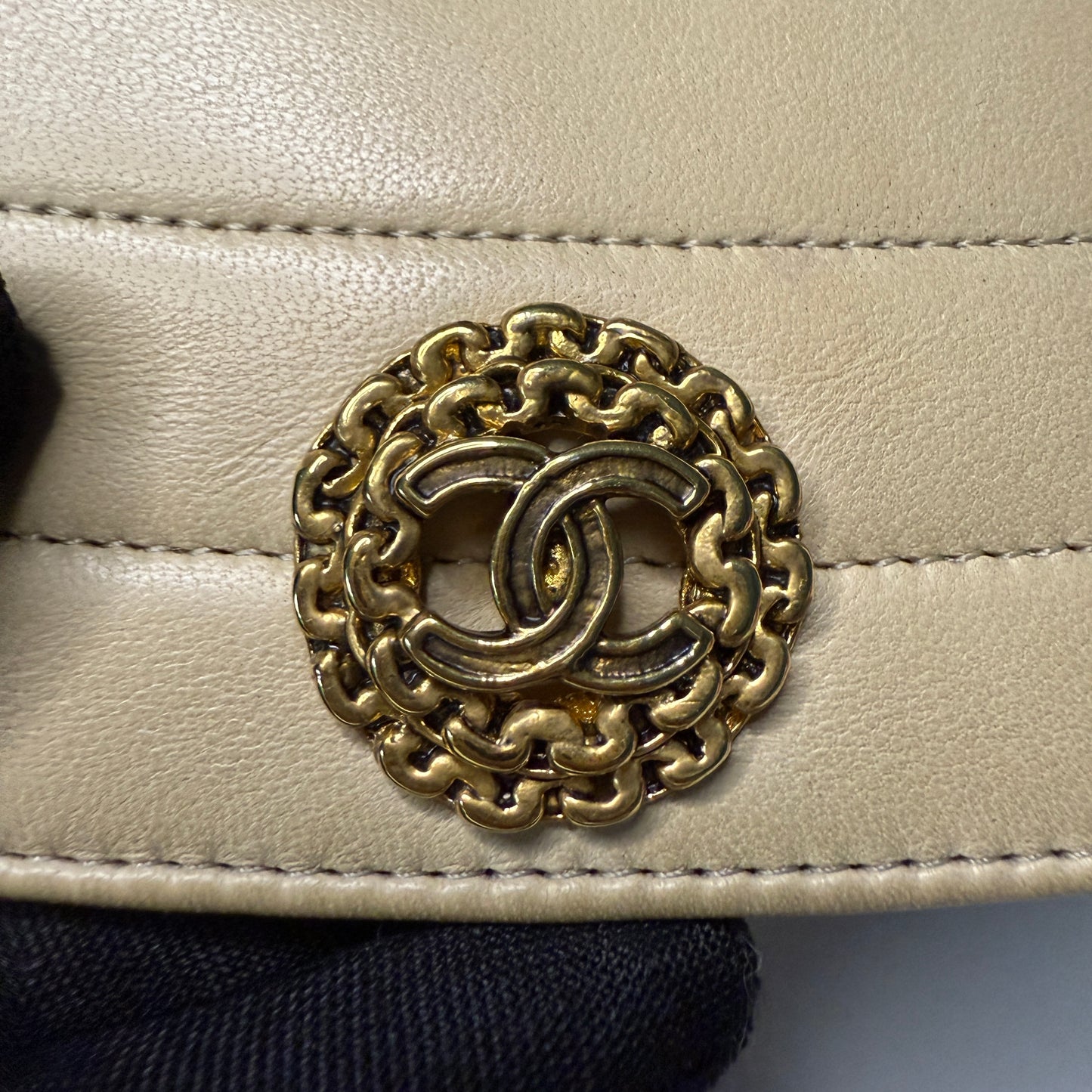 Lambskin Half Moon Flap, Beige, GHW