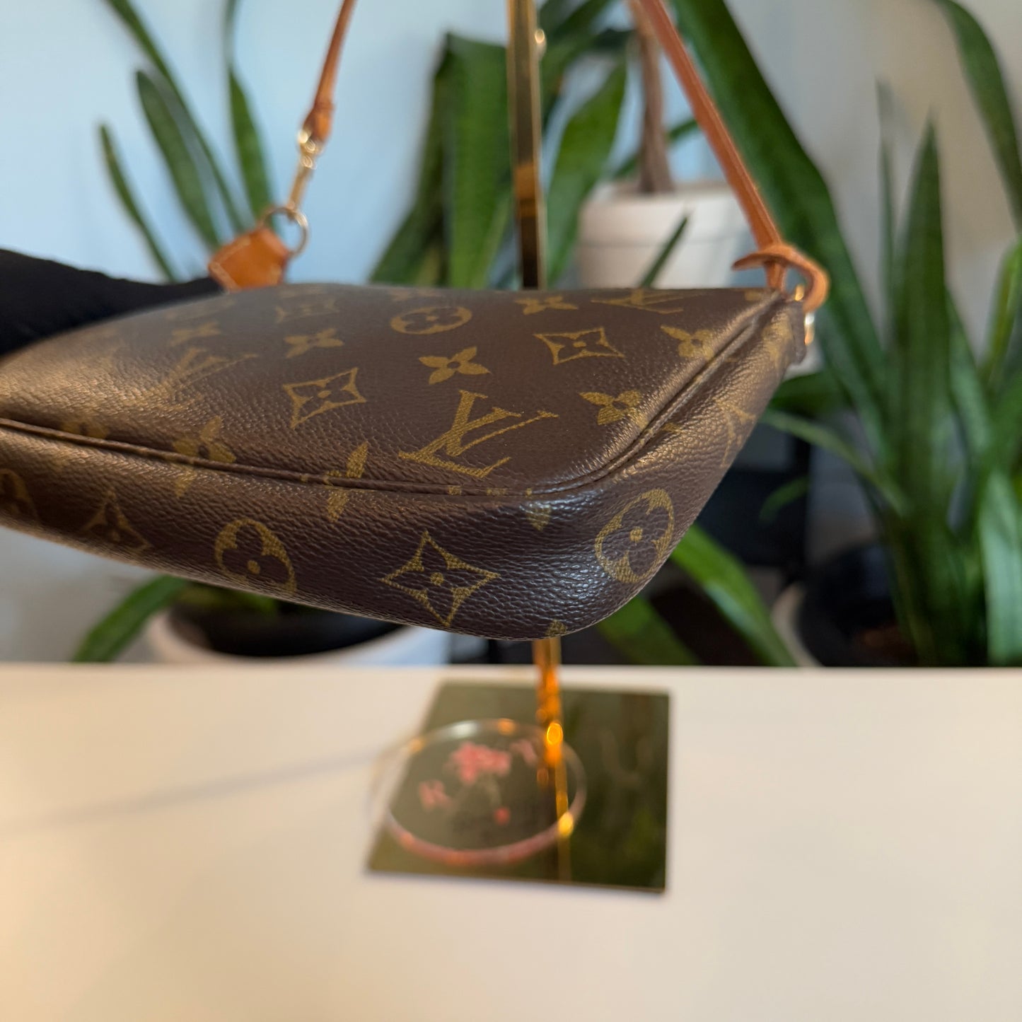 Louis Vuitton Pochette Accessoires w/ long vachetta strap