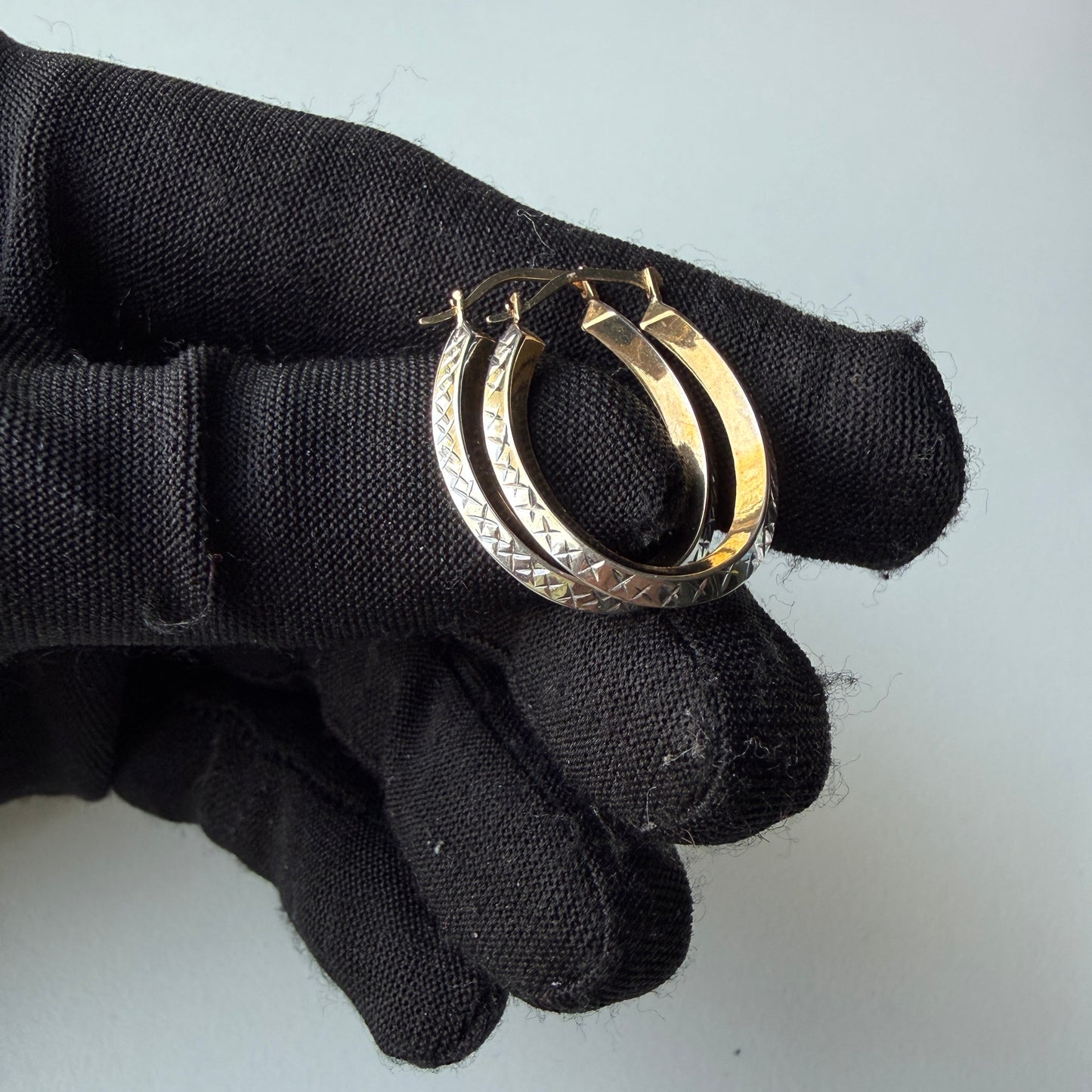 10k Gold 2-toned Oval Hoop Earrings