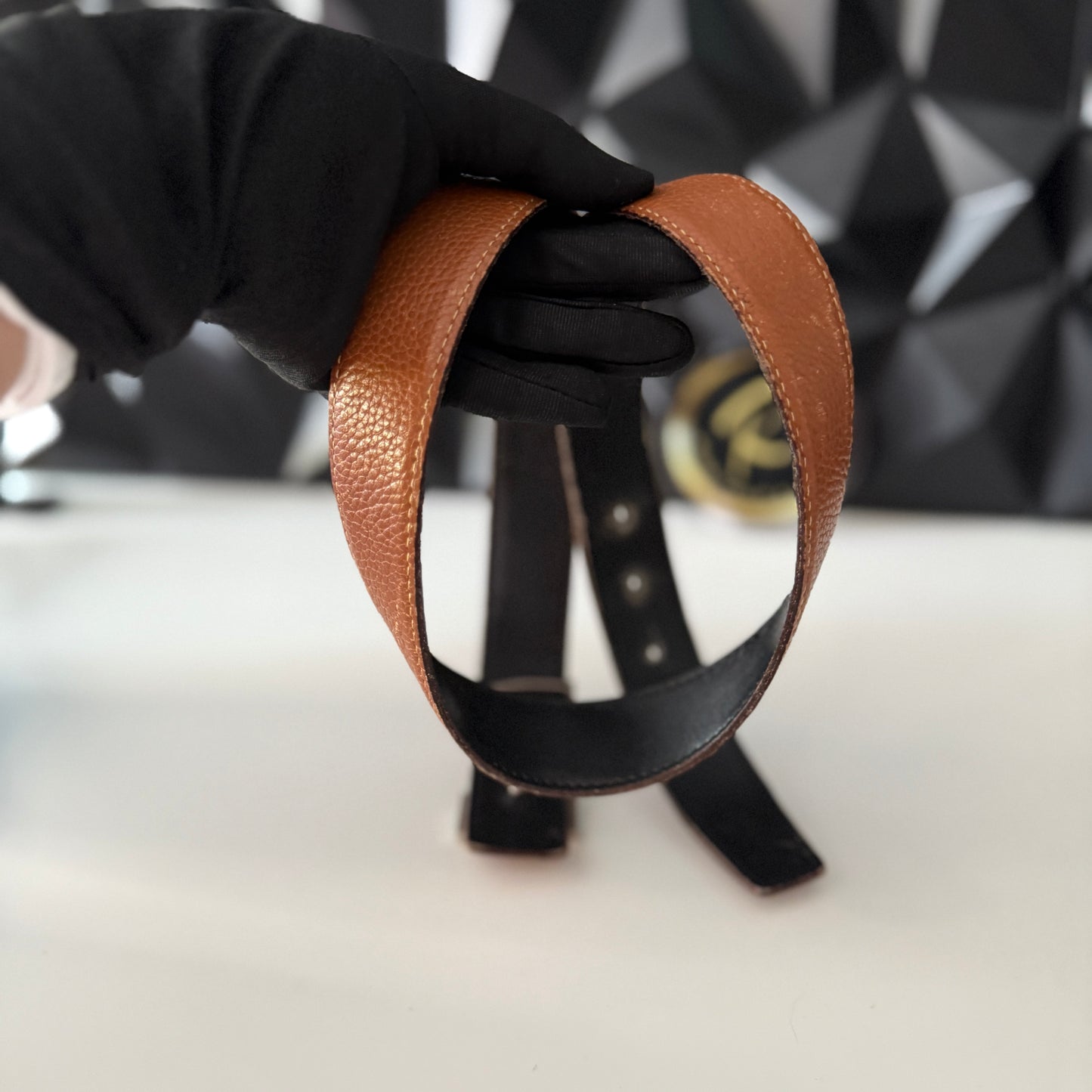 Hermès Constance H belt, reversible in black and tan