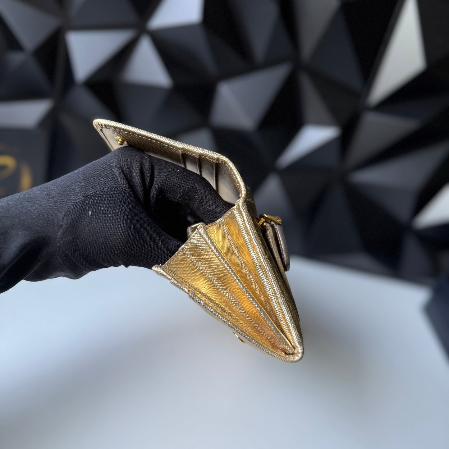 Prada Saffiano Leather Long Wallet – Gold