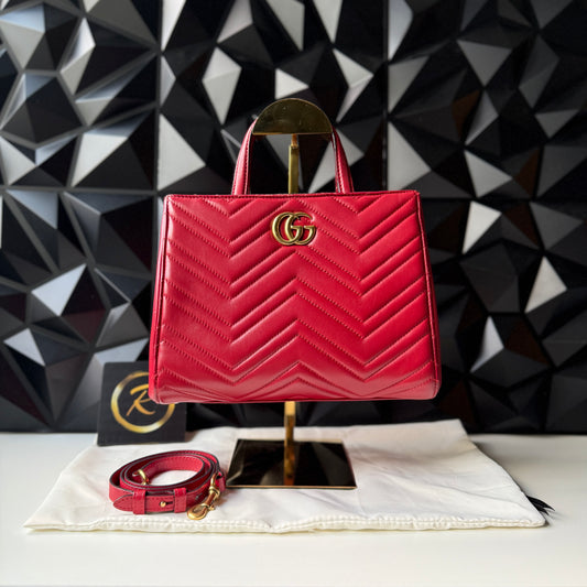 Gucci Marmont Leather Tote Bag, Small