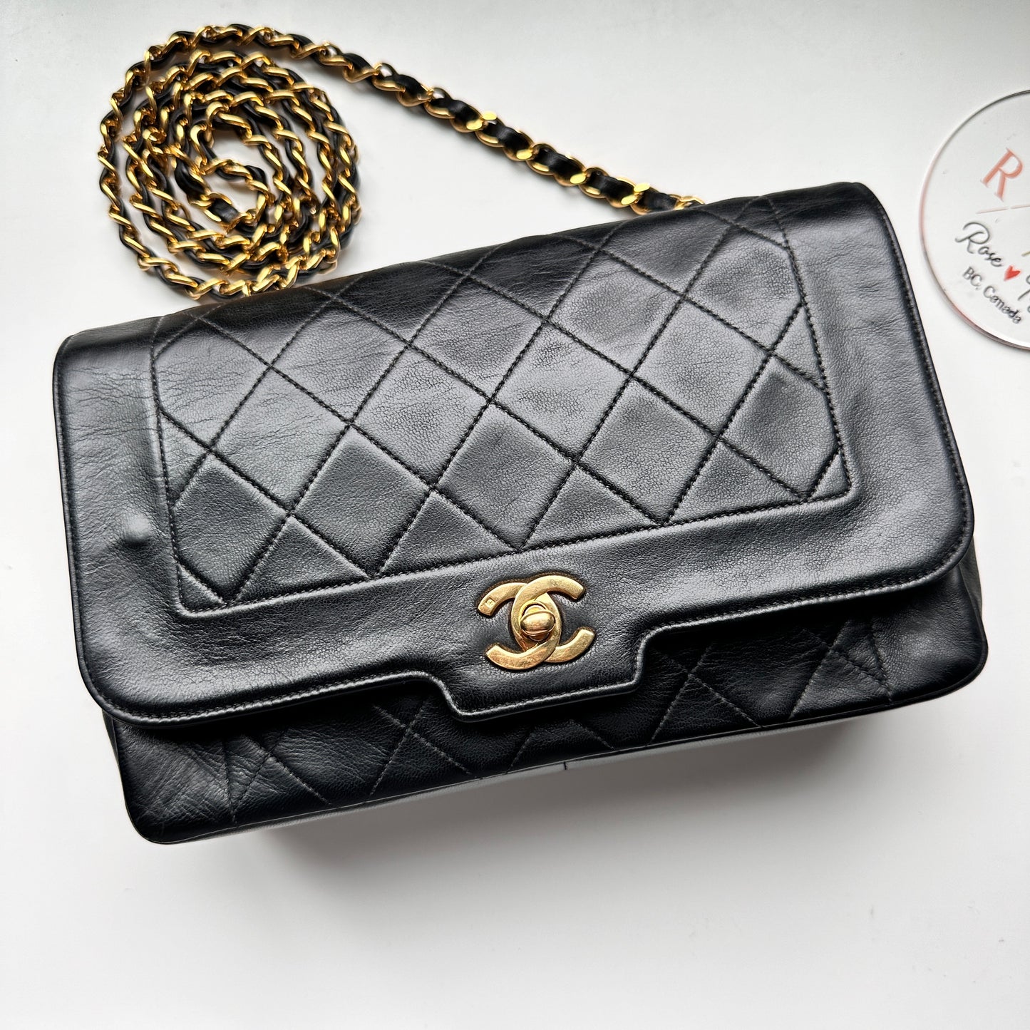 Chanel Vintage Diana – Lambskin, Medium Black 24K GHW