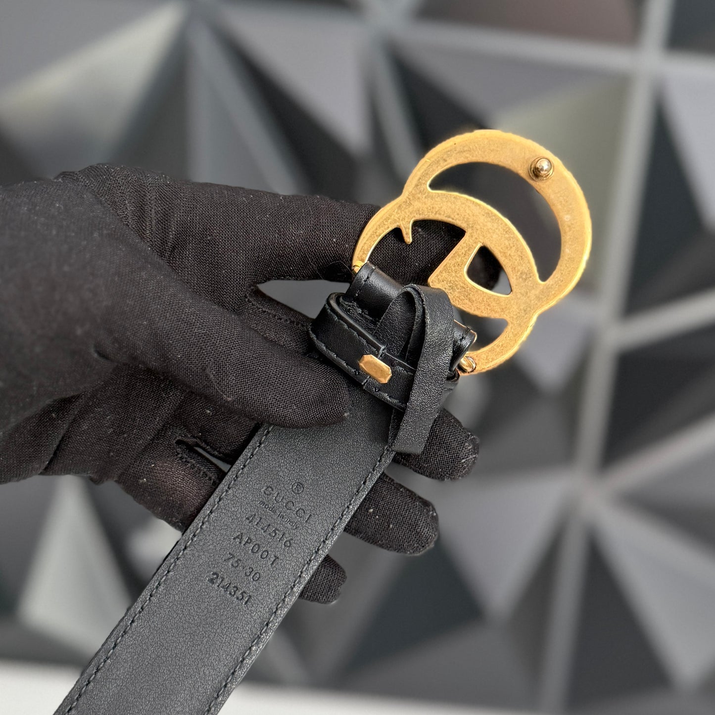 Gucci Marmont Leather Belt, Gold Hardware