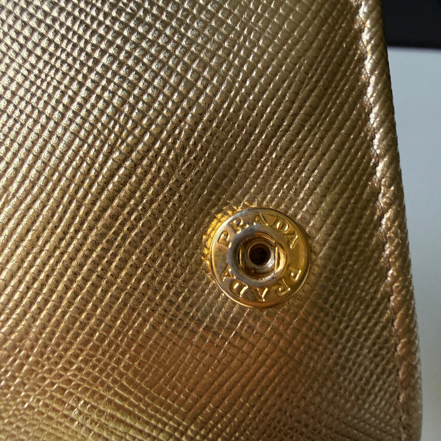 Prada Saffiano Leather Long Wallet – Gold