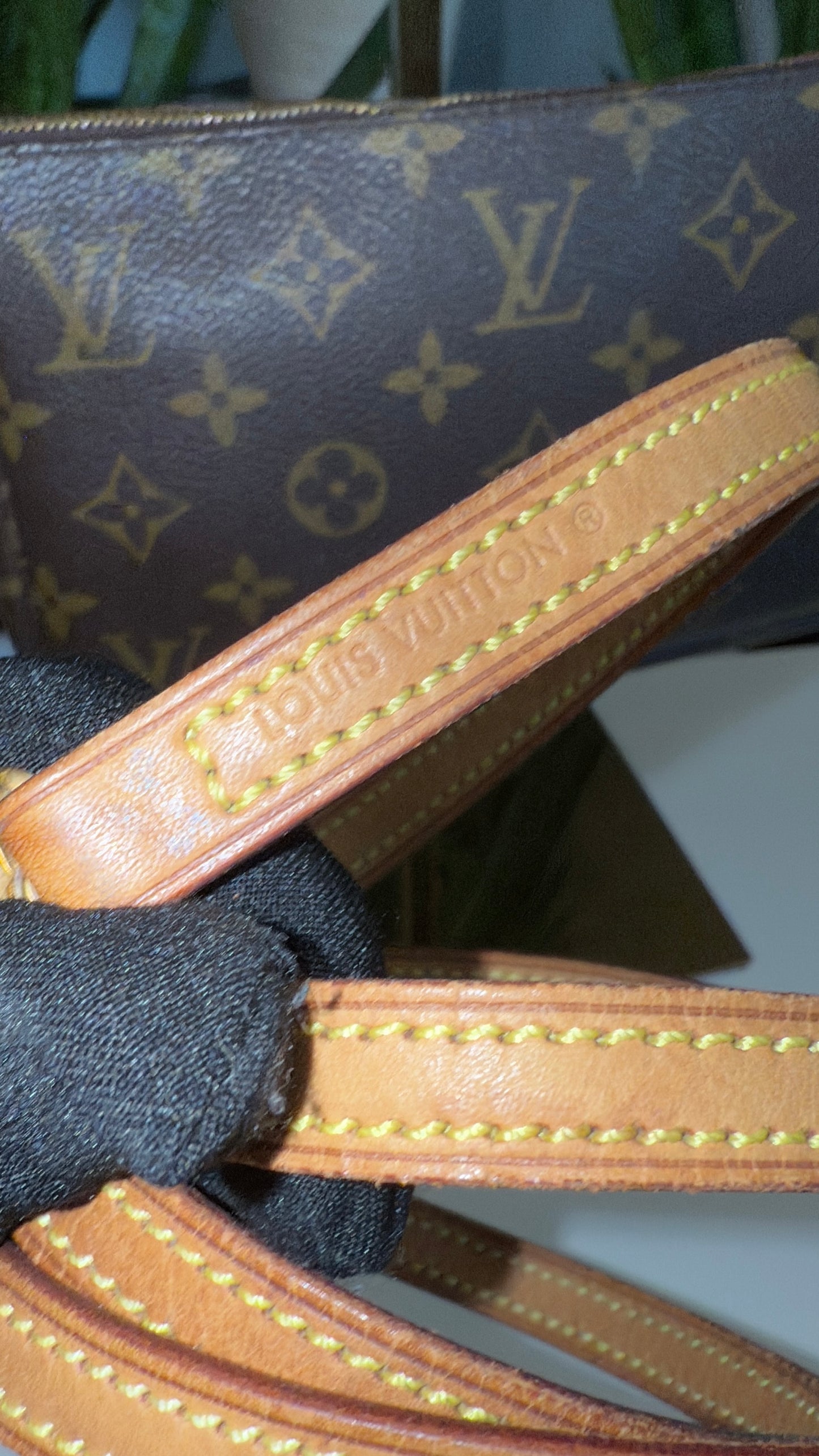Louis Vuitton Pochette Accessoires w/ long vachetta strap
