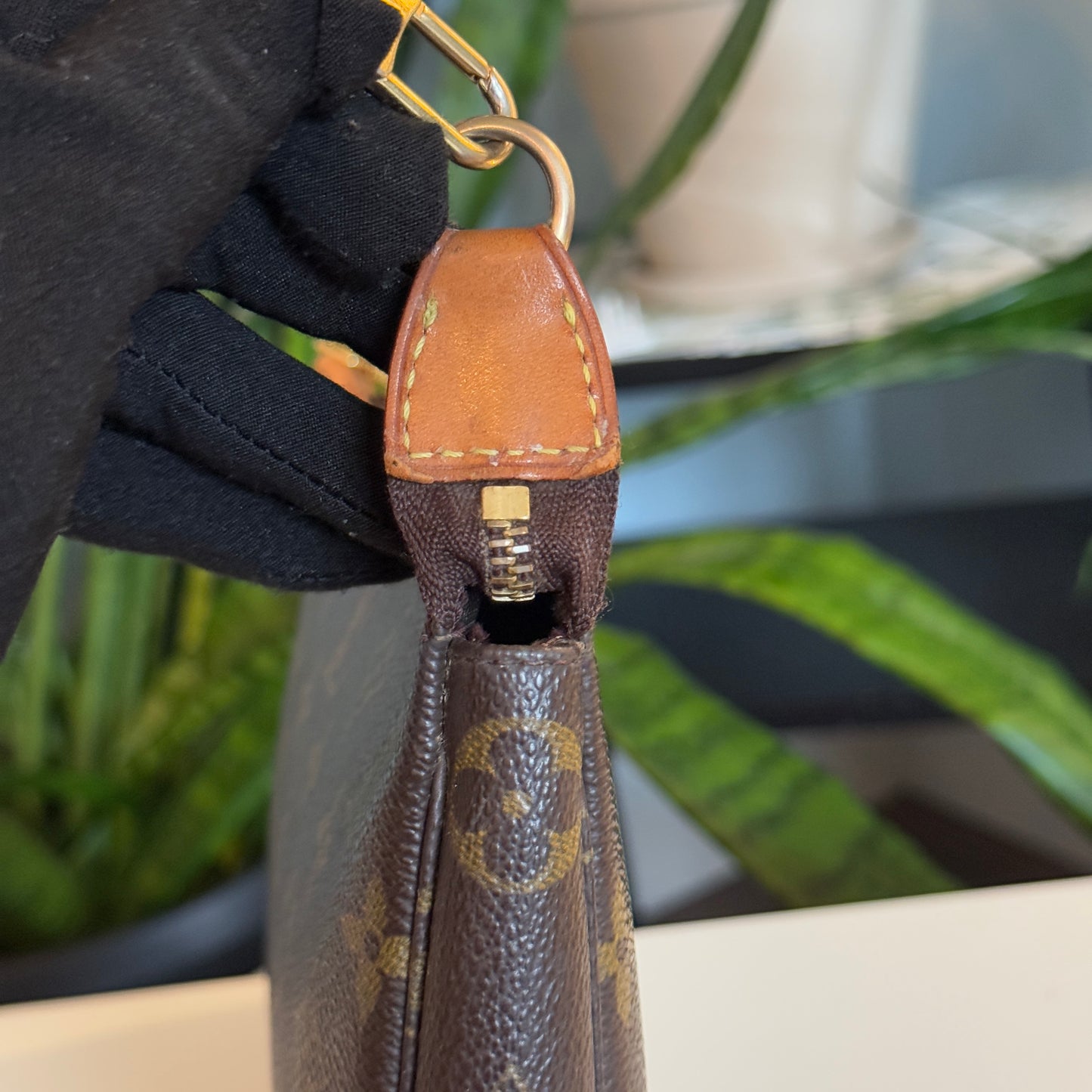 Louis Vuitton Pochette Accessoires w/ long vachetta strap