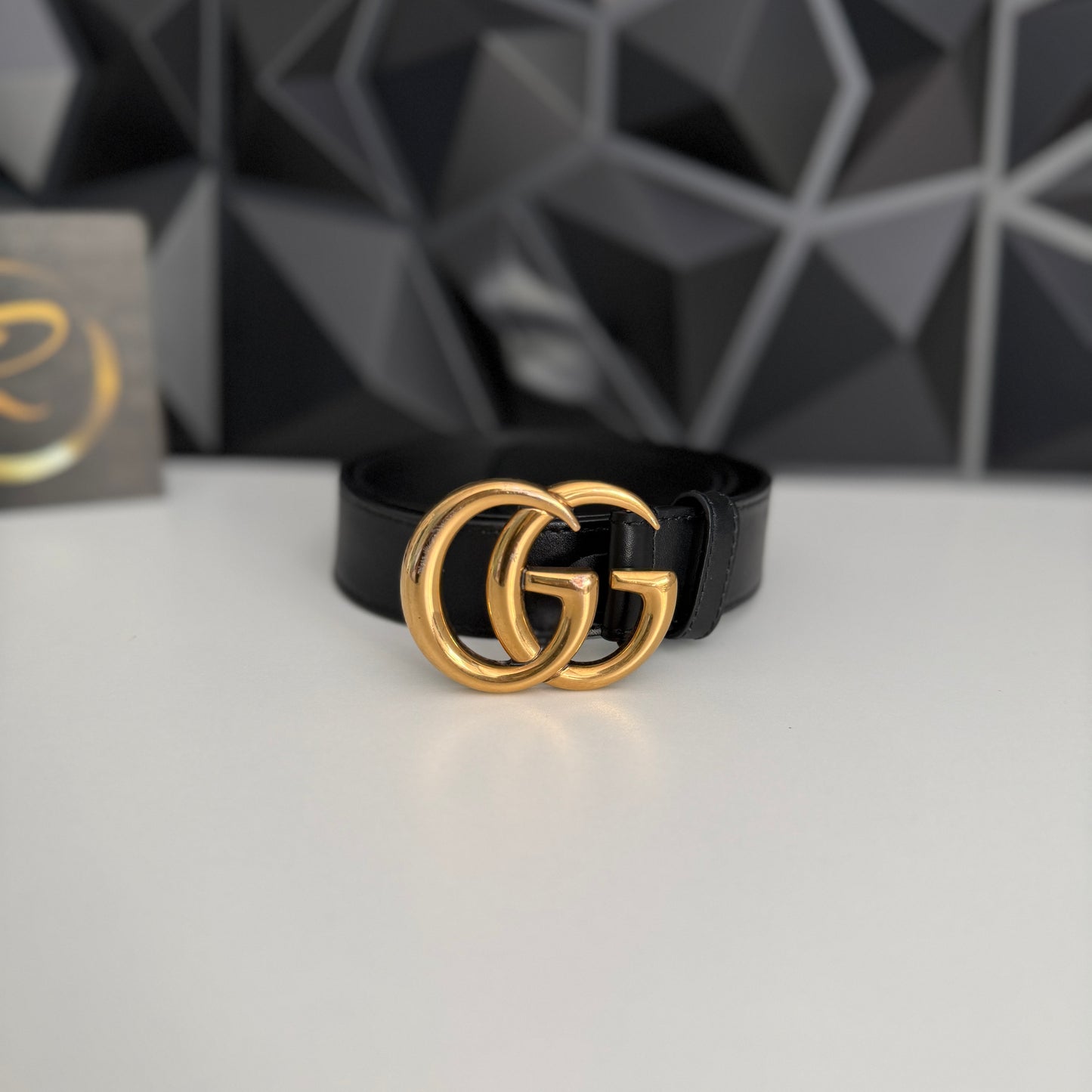 Gucci Marmont Leather Belt, Gold Hardware