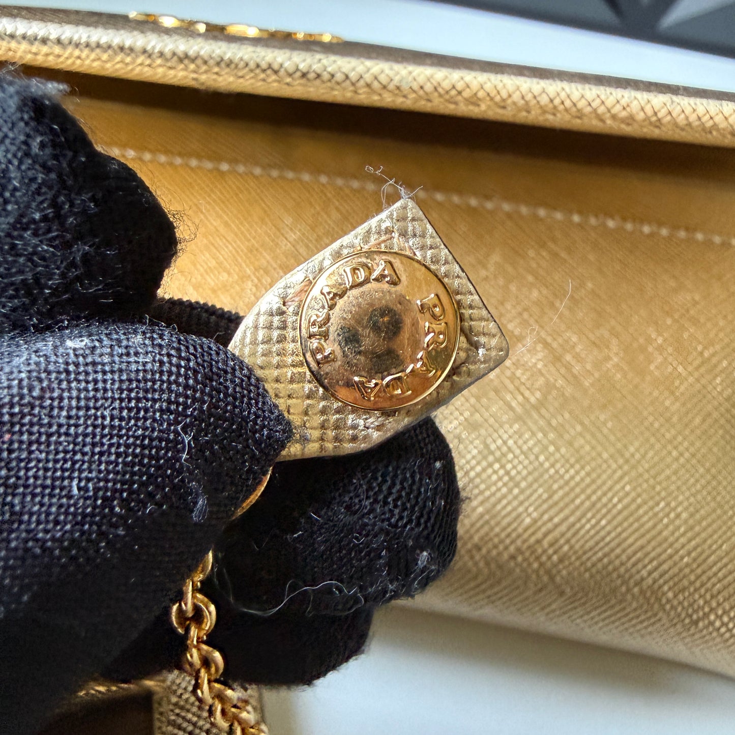 Prada Saffiano Leather Long Wallet – Gold