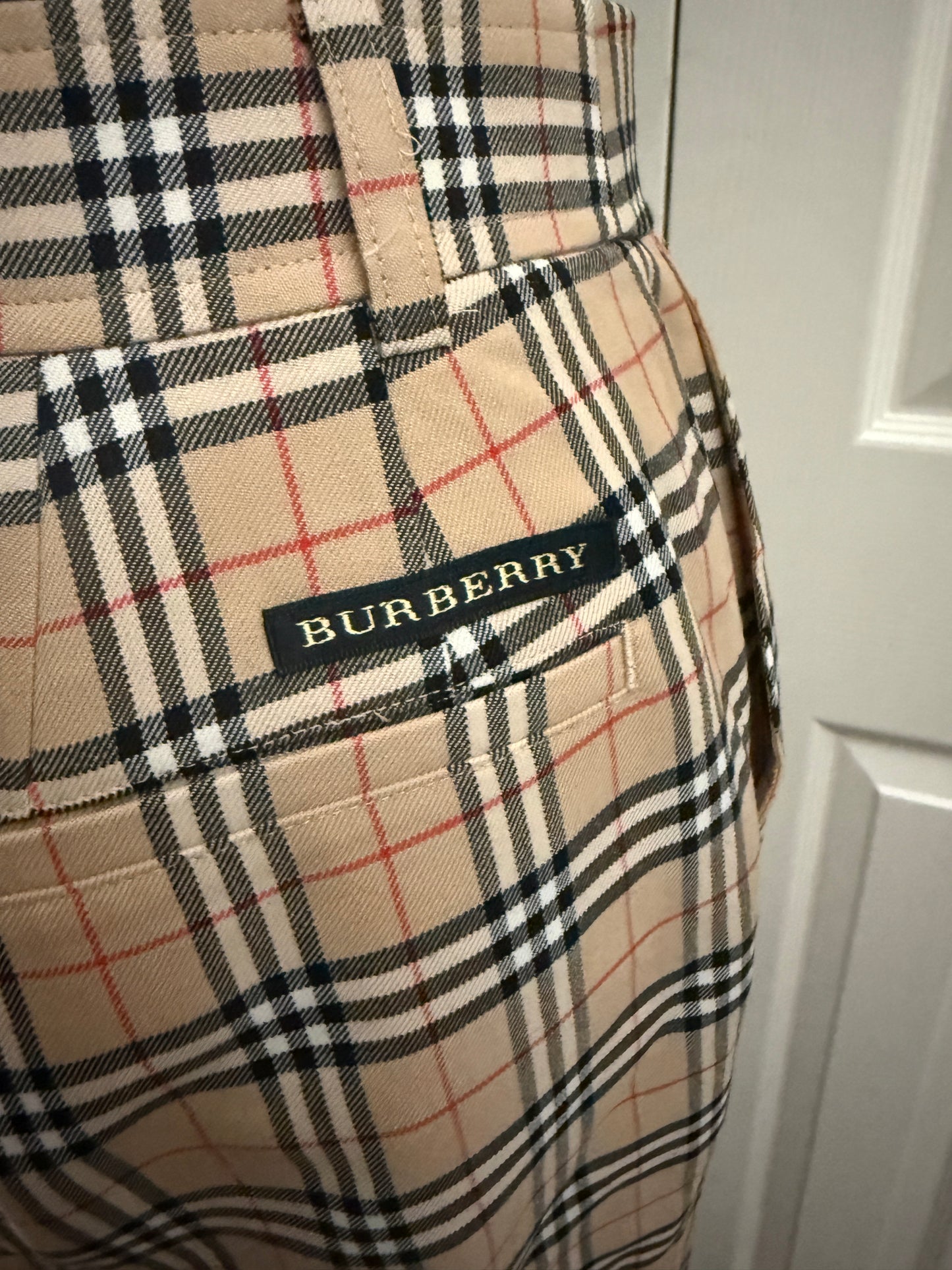 Burberry Gold Plaid Pants
