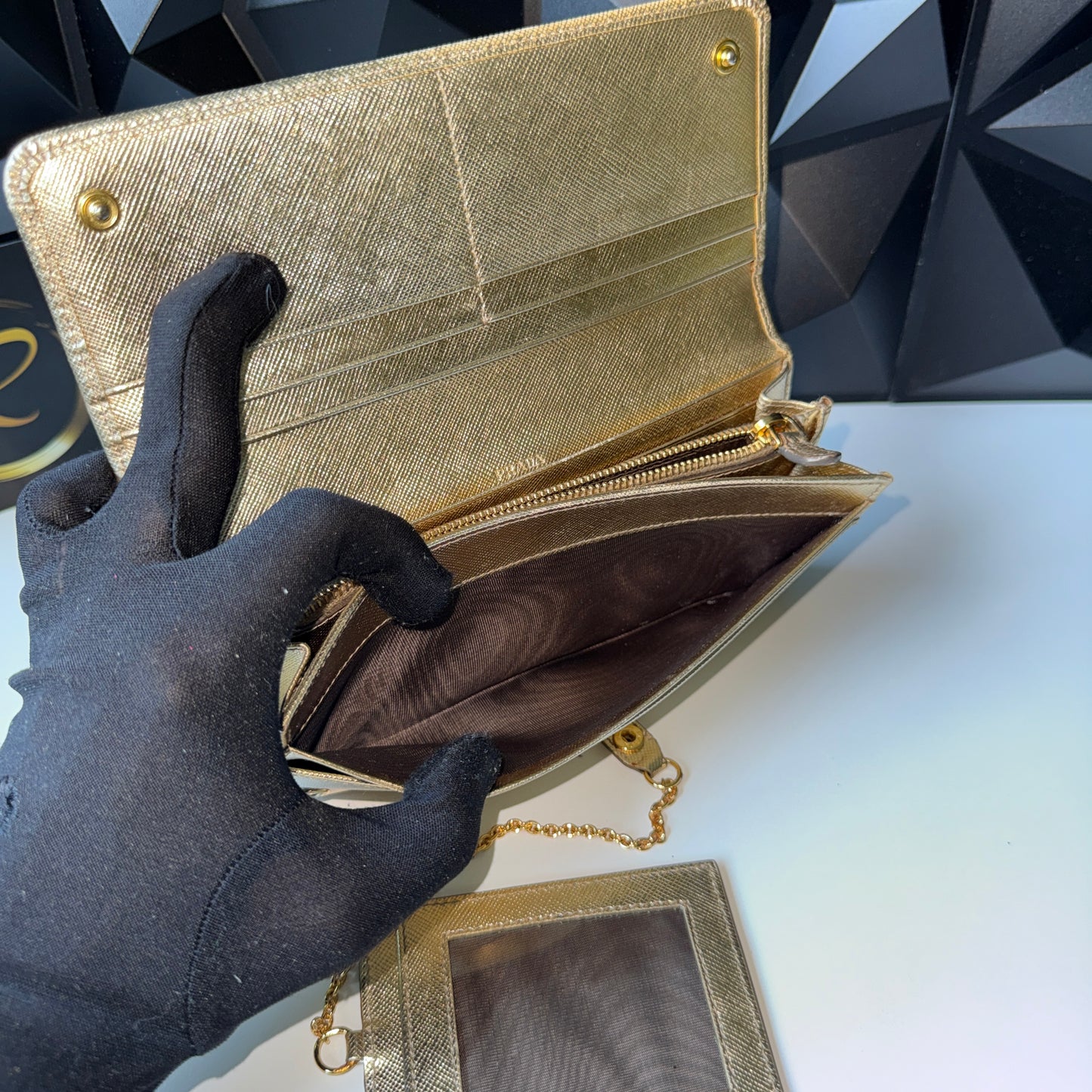 Prada Saffiano Leather Long Wallet – Gold