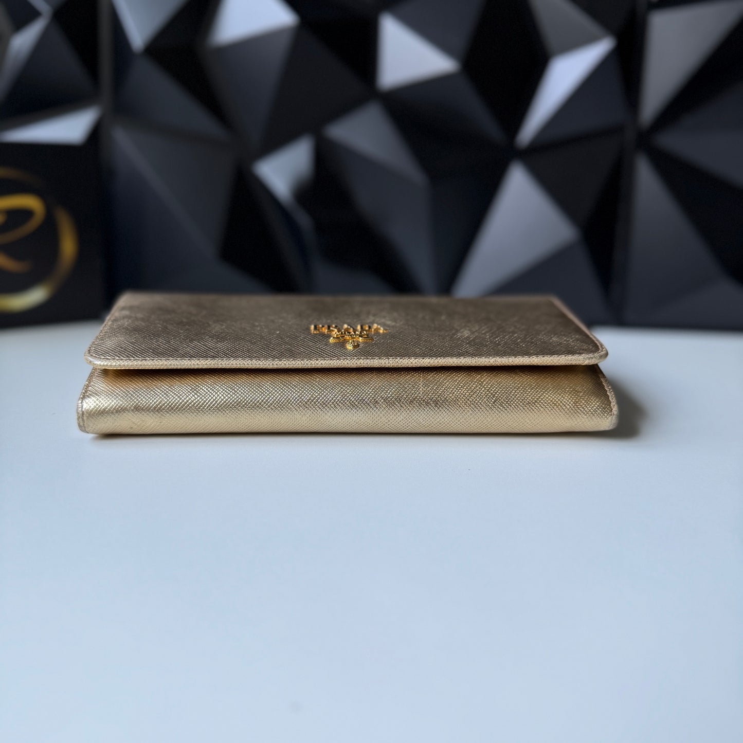 Prada Saffiano Leather Long Wallet – Gold