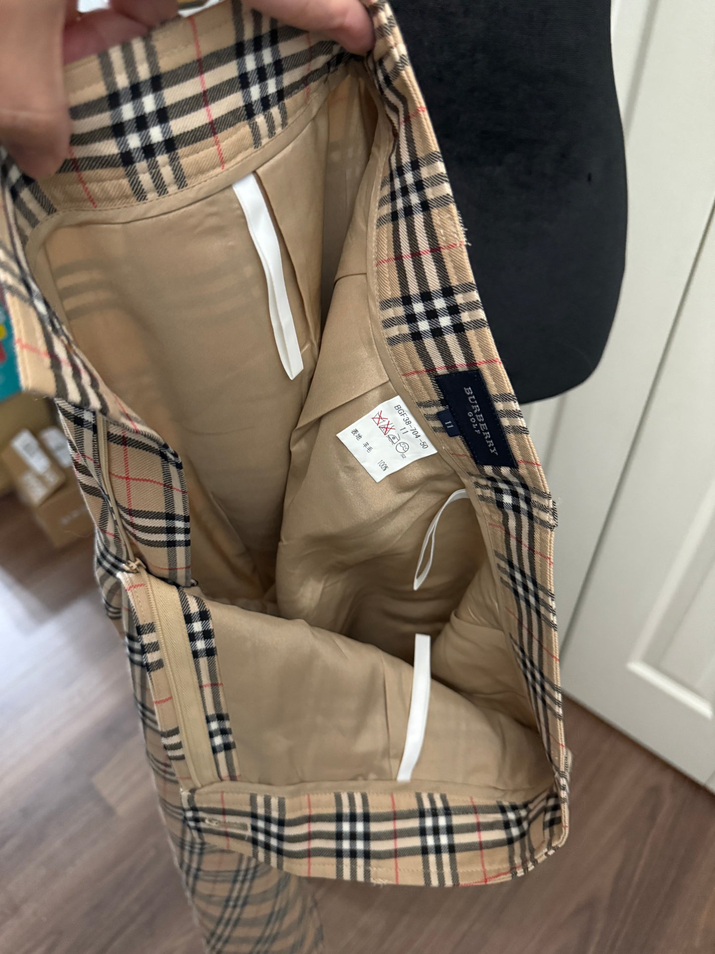 Burberry Gold Plaid Pants