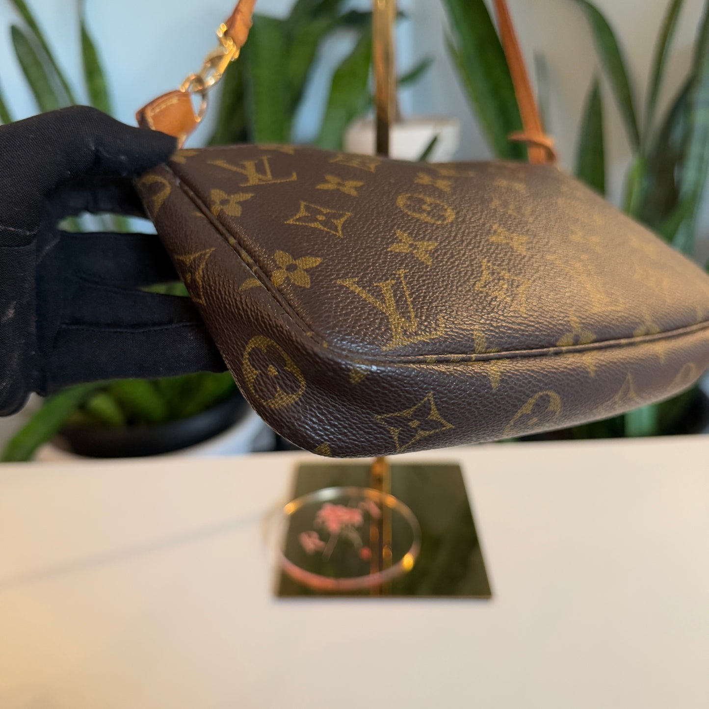 Louis Vuitton Pochette Accessoires w/ long vachetta strap