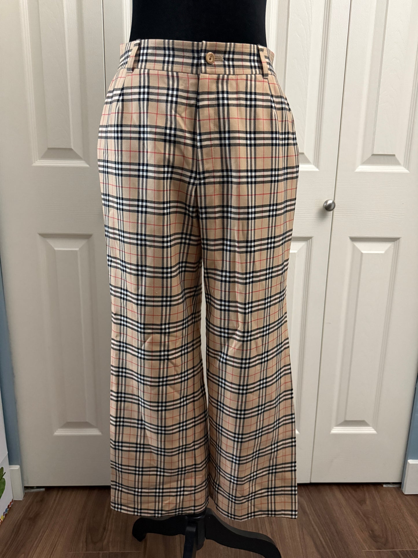 Burberry Gold Plaid Pants